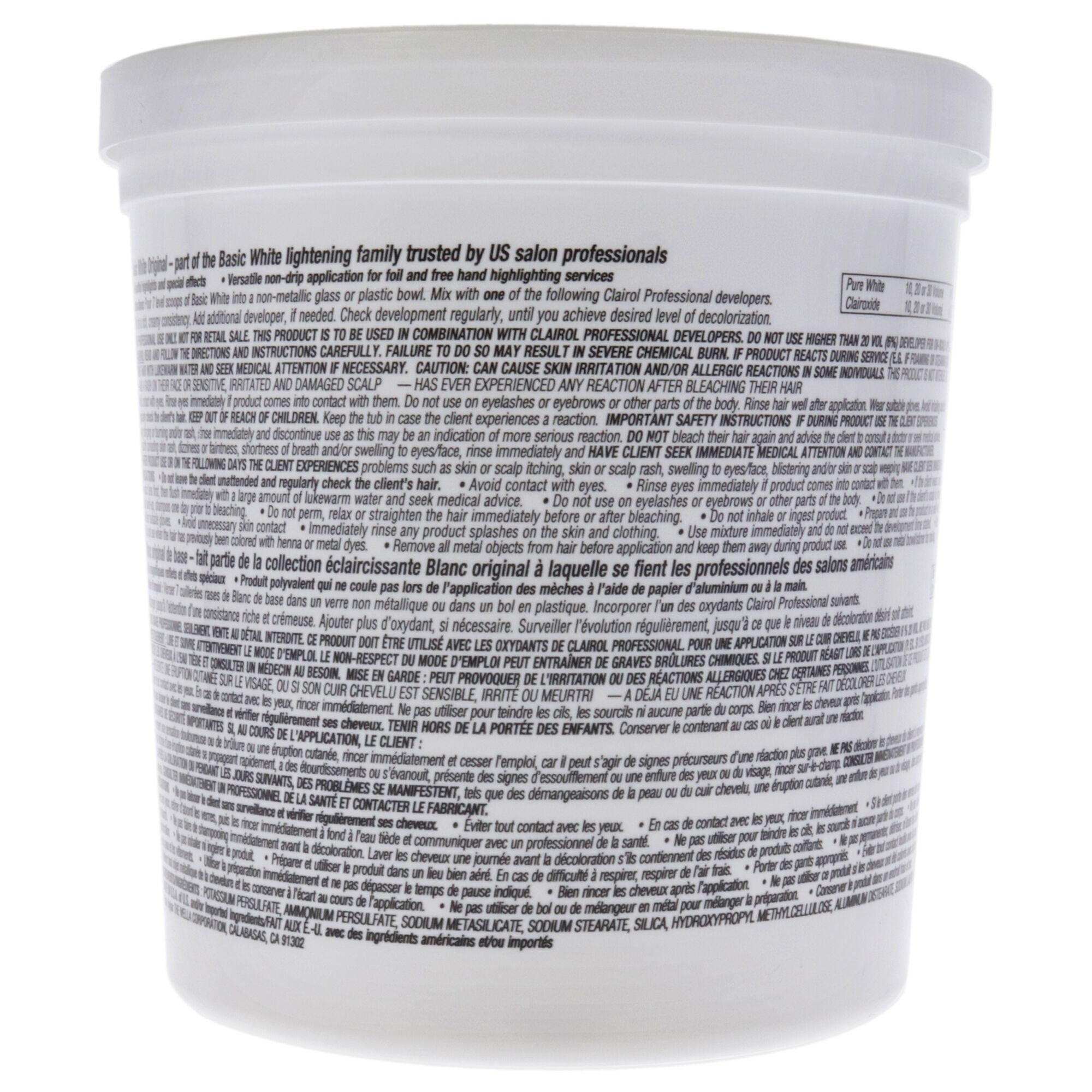 Basic White Powder Lighteners by Clairol for Unisex - 16 oz Lightener, See Description, alternate image number 1