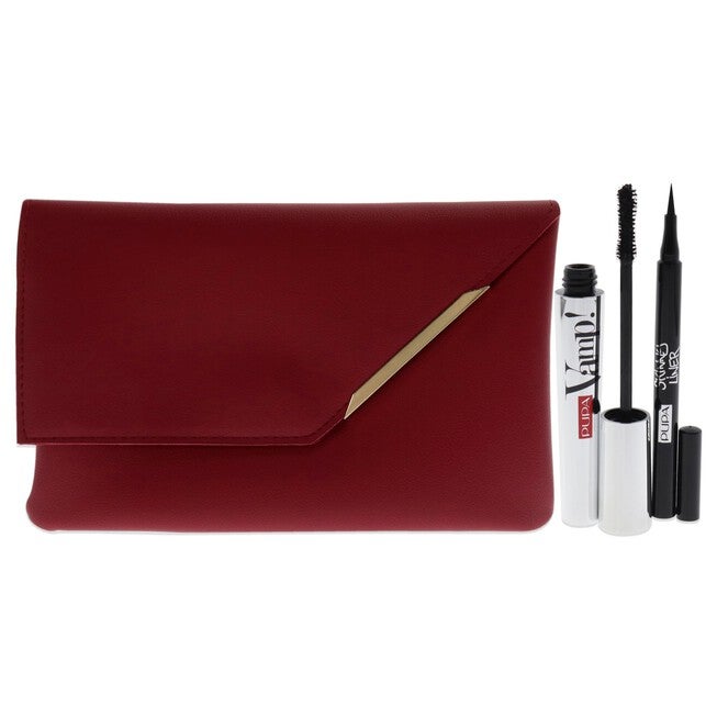 Vamp! and Skinny Liner Set by Pupa Milano for Women - 3 Pc 0.32oz Vamp! Mascara - 100 Black, 0.034oz Skinny Liner, Handy Bag, NA, alternate image number null