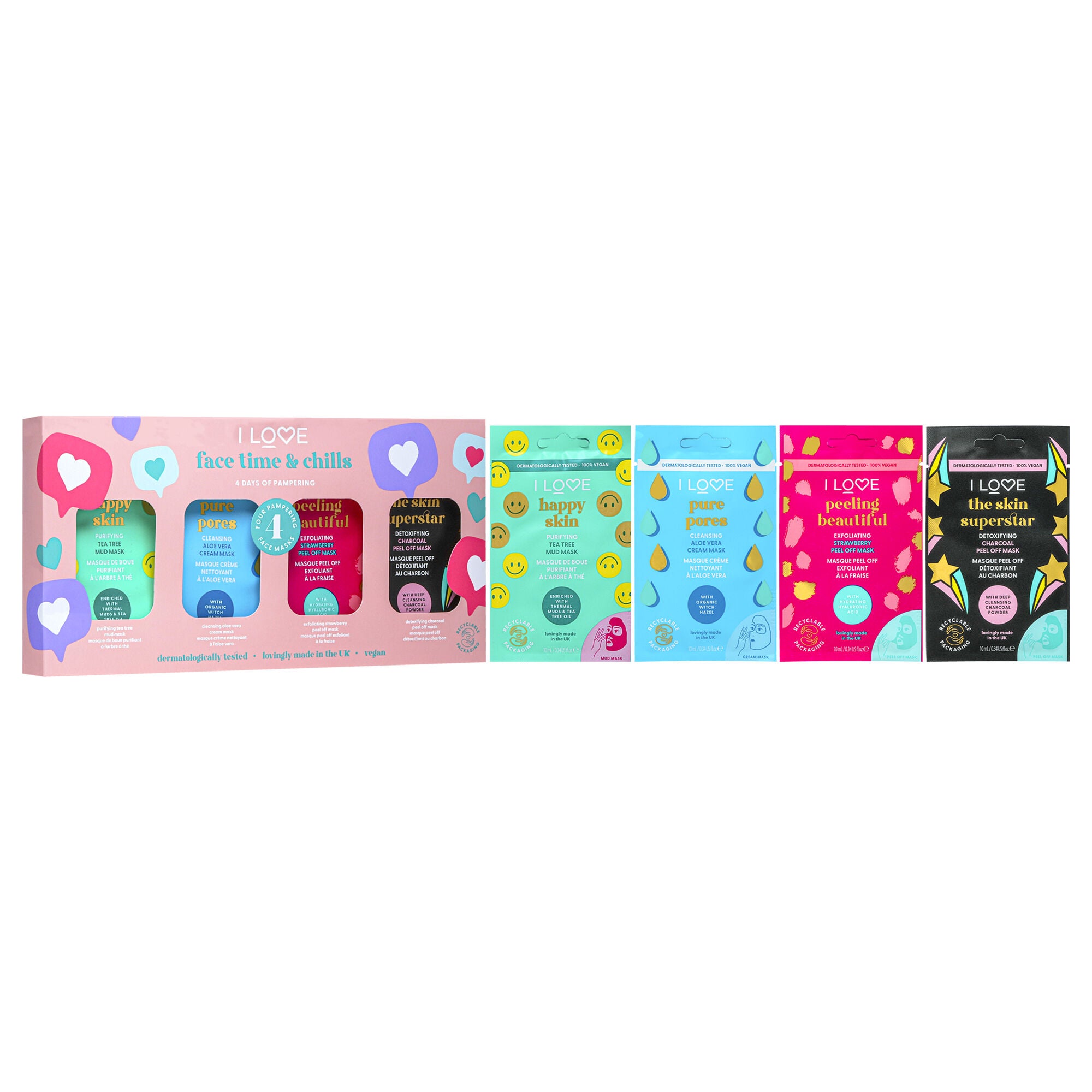 Face Time and Chills Face Mask by I Love Cosmetics for Women - 4 Pc Set, See Description, alternate image number 1