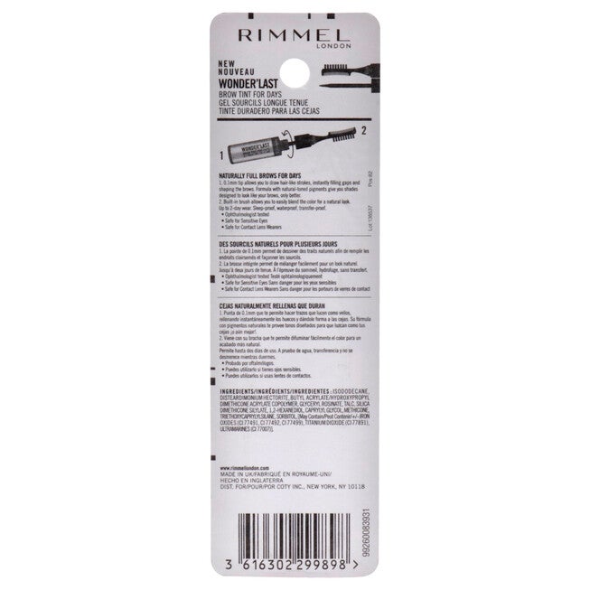 Wonder Last Brow Tint - 002 Soft Brown by Rimmel London for Women - 0.15 oz Eyebrow, See Description, alternate image number 1