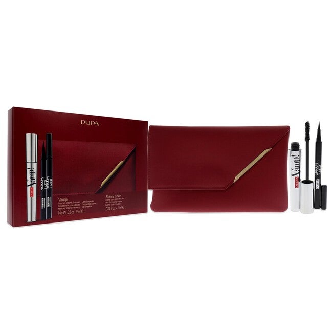 Vamp! and Skinny Liner Set by Pupa Milano for Women - 3 Pc 0.32oz Vamp! Mascara - 100 Black, 0.034oz Skinny Liner, Handy Bag, NA, alternate image number null