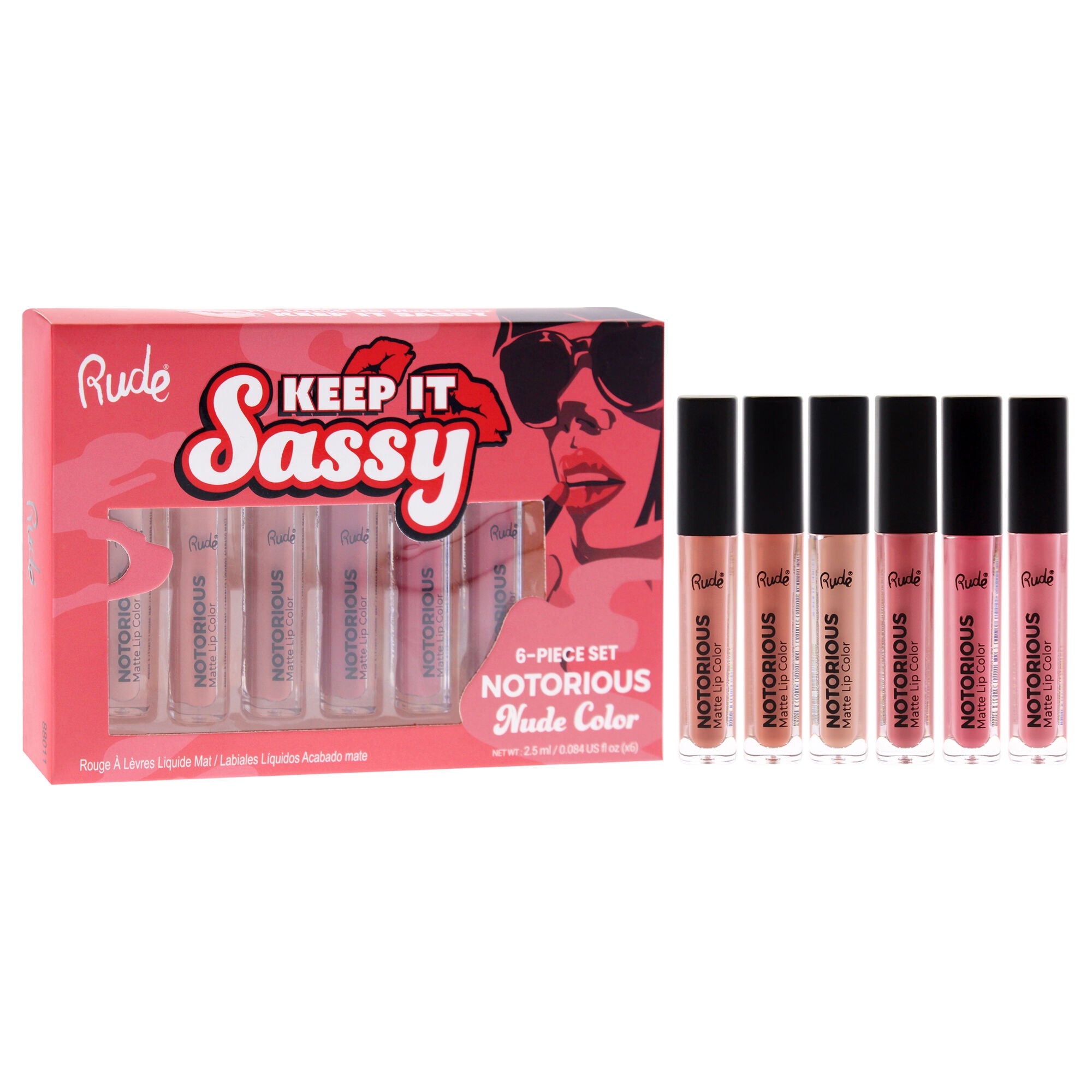 Keep it Sassy Notorious Set - Nude by Rude Cosmetics for Women - 6 Pc 0.084oz Lipstick - Bare Bottom, 0.084oz Lipstick - Naughty by Nature, 0.084oz Lipstick - Nude Colony, 0.084oz Lipstick - Birthday Suit, 0.084oz Lipstick - Going Topless, 0.084oz Lipstick - Undressed, Multi, alternate image number 2