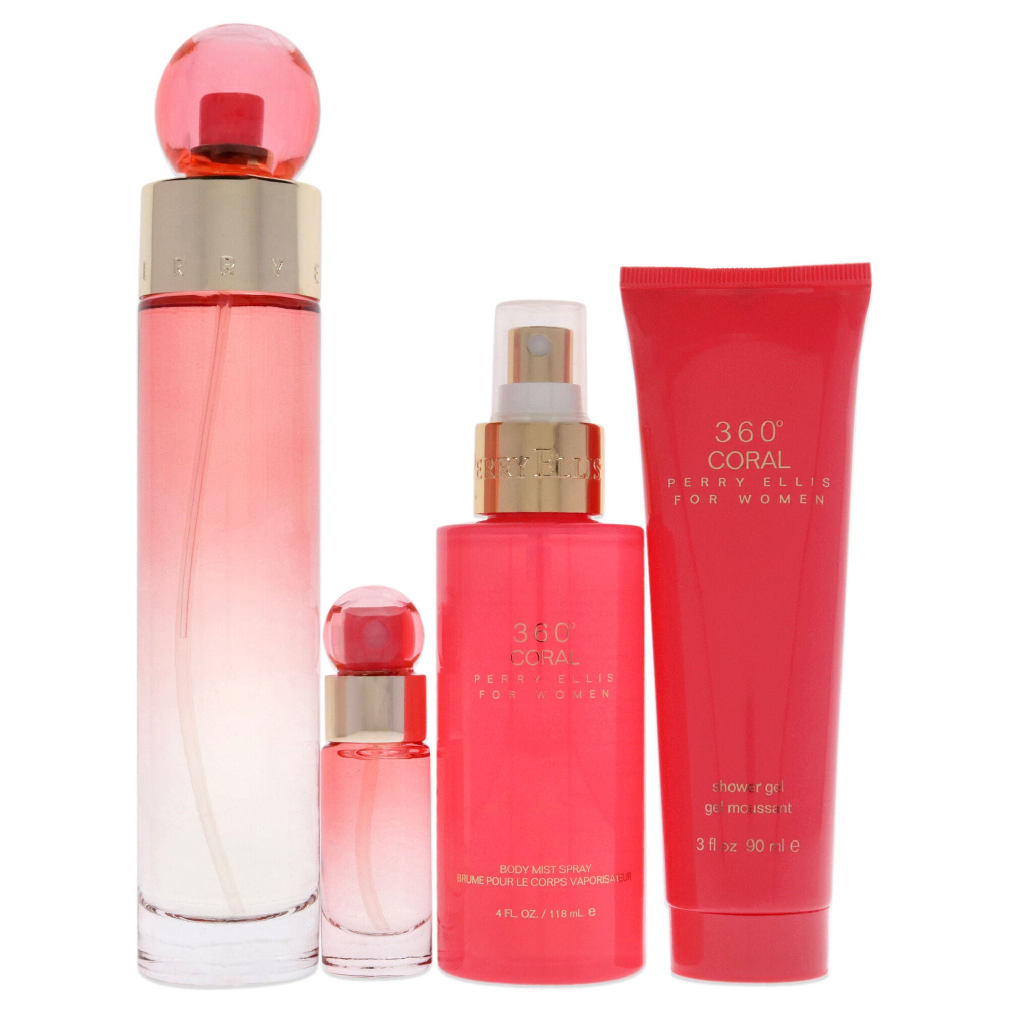 360 Coral by Perry Ellis for Women - 4 Pc Gift Set 3.4oz EDP Spray, 4oz Body Mist, 3oz Shower Gel, 0.25oz EDP Spray, , alternate image number 5