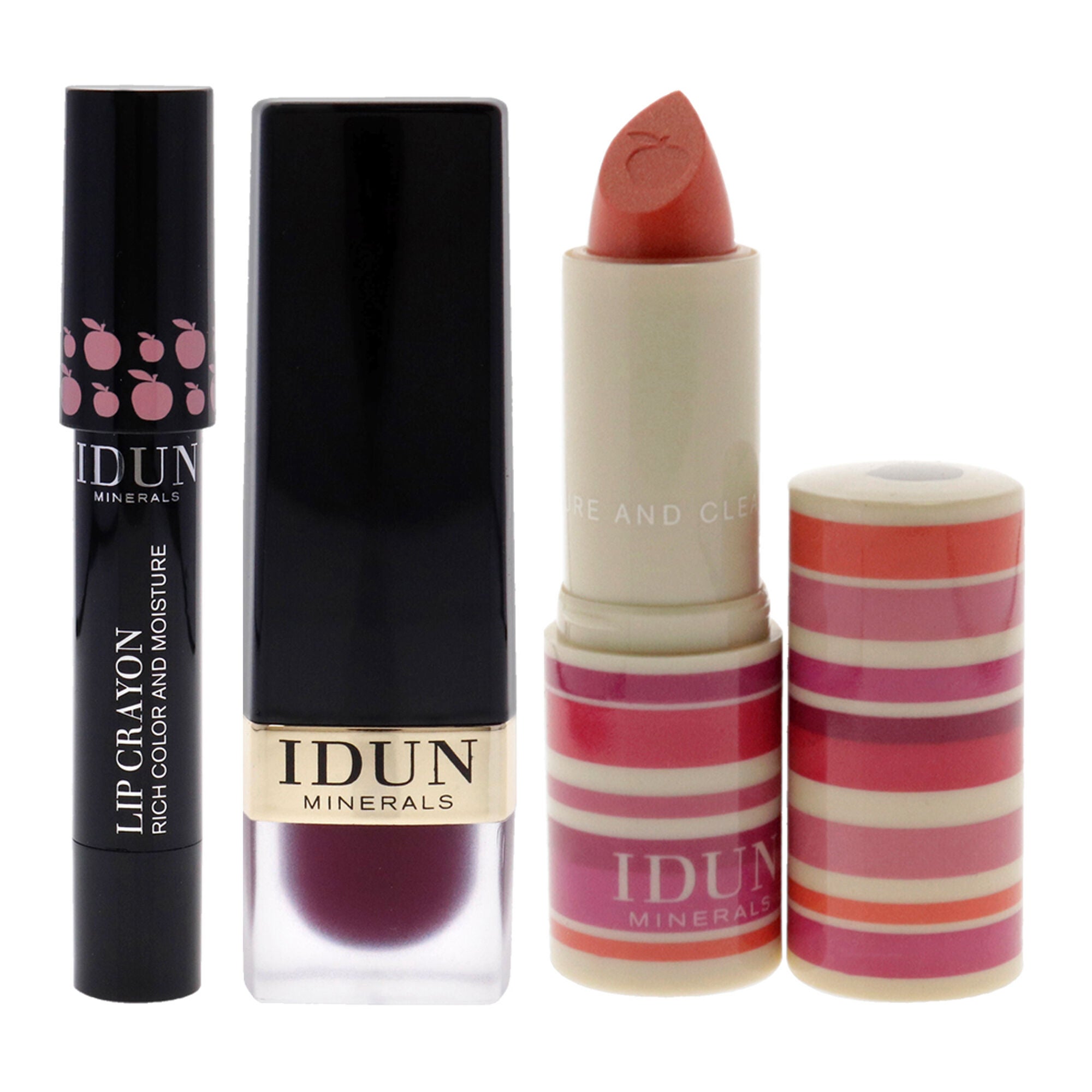Creme Lipstick - 206 Sylvia -203 Frida and Lip Crayon - 401 Agnetha Kit by Idun Minerals for Women - 3 Pc Kit 2 x 0.13oz Lipstick, 0.09oz Lipstick, See Description, alternate image number 1