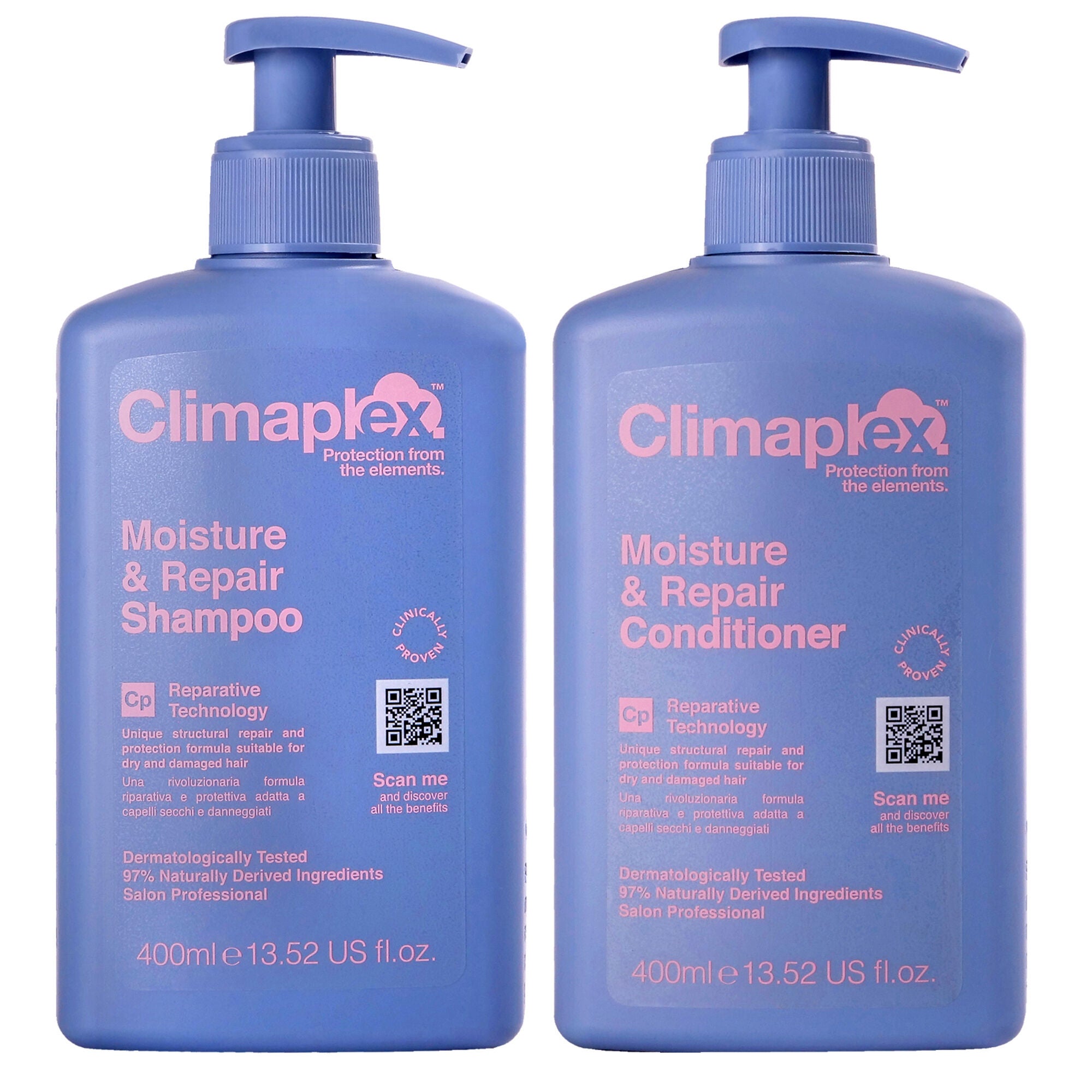 Moisture and Repair Conditioner and Moisture and Repair Shampoo Kit by Climaplex for Unisex - 2 Pc Kit 13.52oz Conditioner, 13.52oz Shampoo, See Description, hi-res image number 0