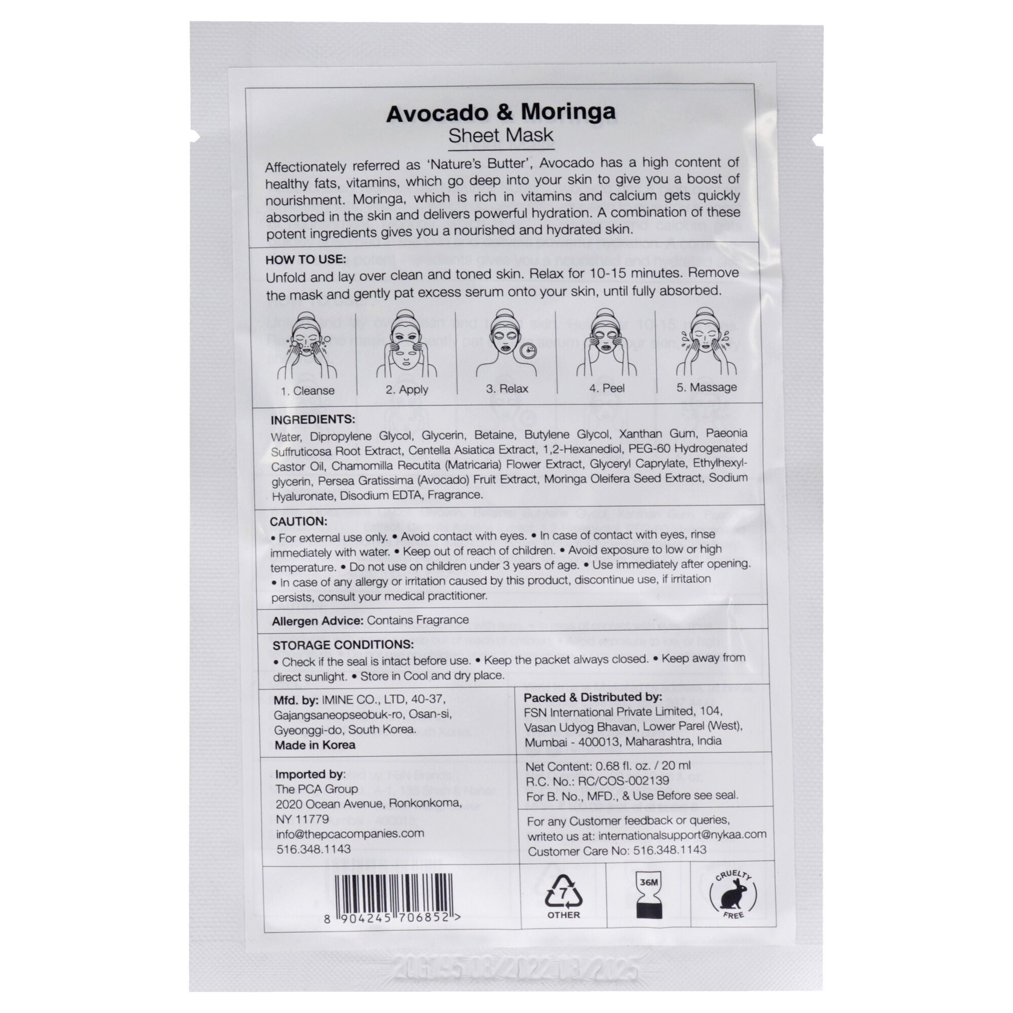Skin Secrets Sheet Mask - Avocado and Moringa by Nykaa Naturals for Women - 1 Pc Mask, , alternate image number 3