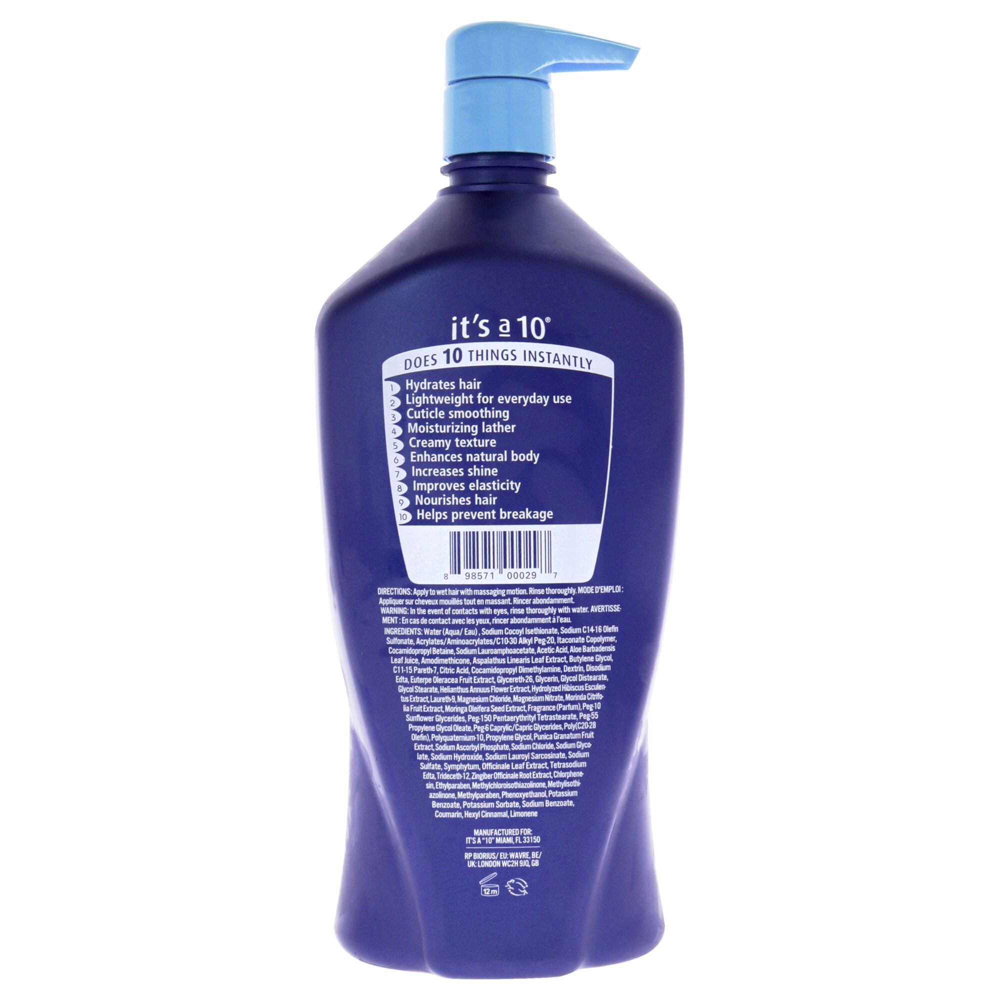 Miracle Moisture Shampoo by Its A 10 for Unisex - 33.8 oz Shampoo, See Description, alternate image number 2