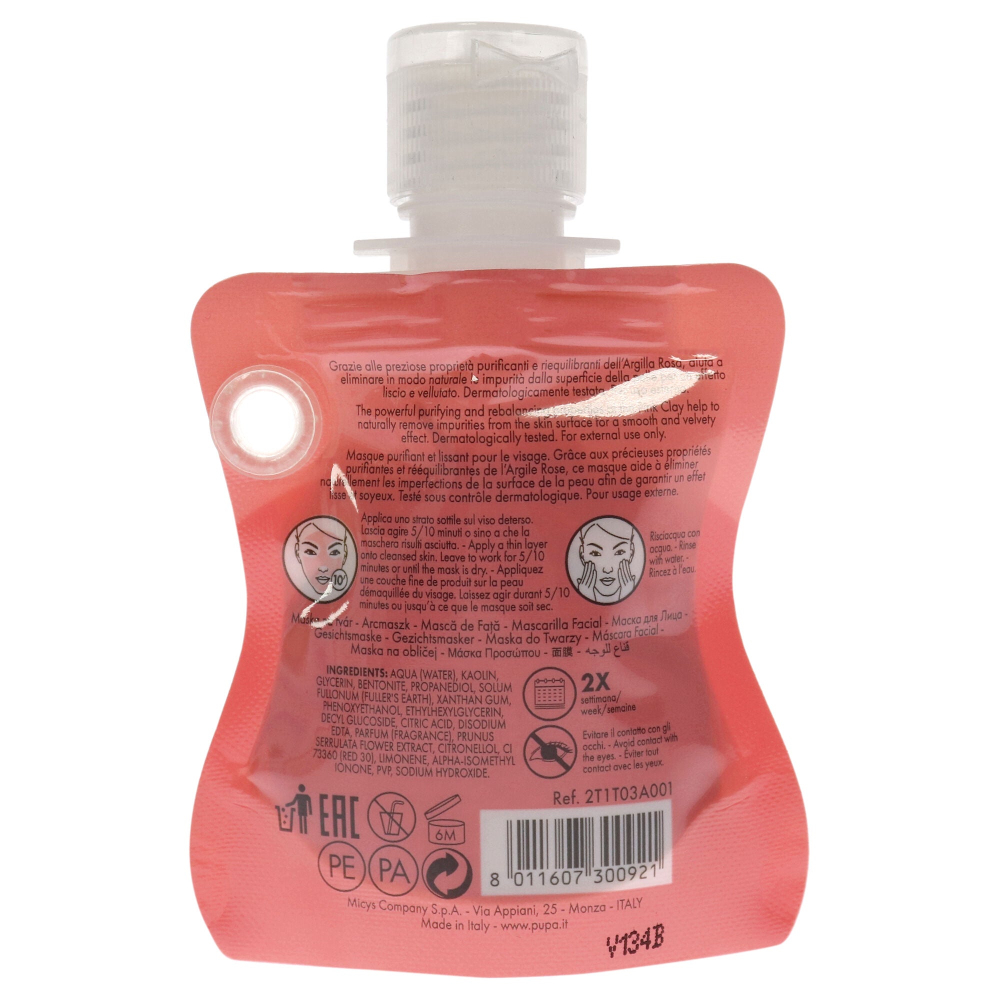 Purifying and Smoothing Face Mask - Pink Clay by Pupa Milano for Unisex - 1 oz Mask, See Description, alternate image number 2