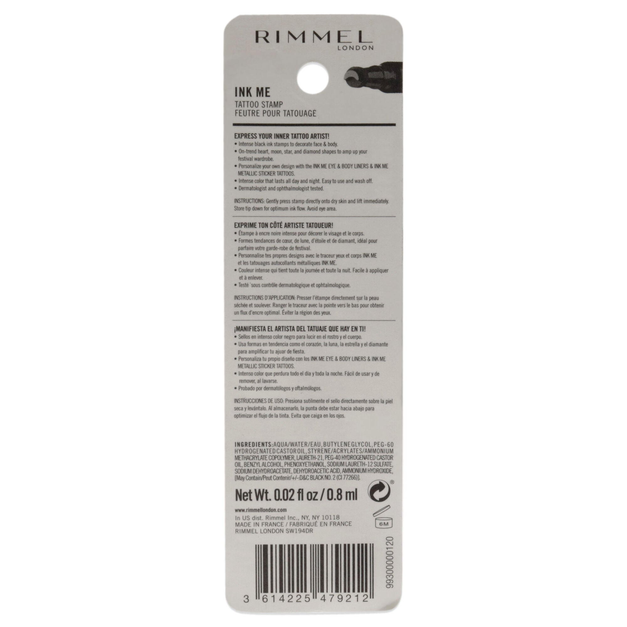 Ink Me Tatto Stamp Eyes and Body - 004 Black Moon Shape by Rimmel London for Women - 0.02 oz Eyeliner, See Description, alternate image number 1