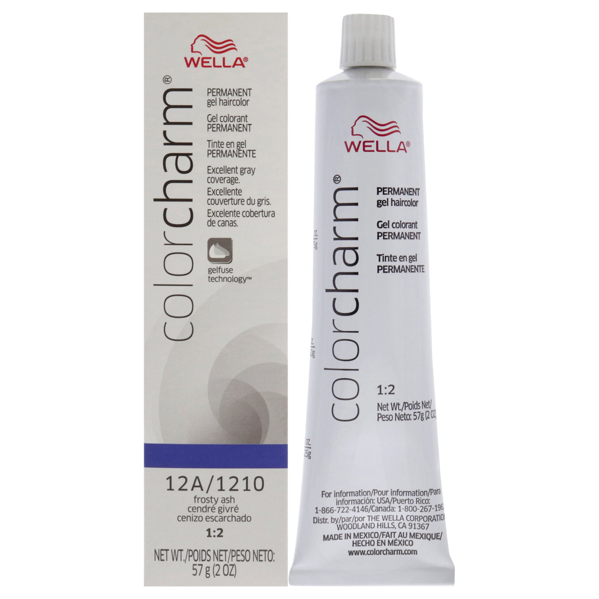 Color Charm Permanent Hair Color Gel - 12A 1210 Frosty Ash by Wella for Unisex - 2 oz Hair Color, Brown, hi-res image number 0