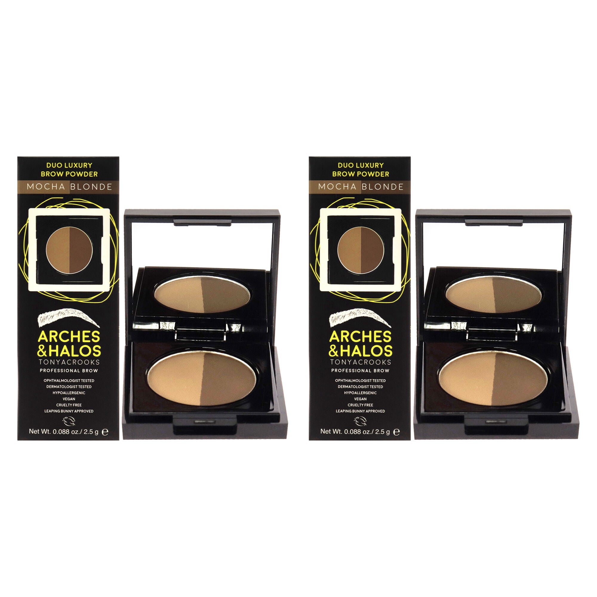 Duo Luxury Brow Powder - Mocha Blonde by Arches and Halos for Women - 0.088 Eyebrow - Pack of 2, See Description, hi-res image number 0