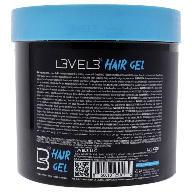 Super Strong Hair Gel by L3VEL3 for Men - 33.8 oz Gel, See Description, alternate image number 1