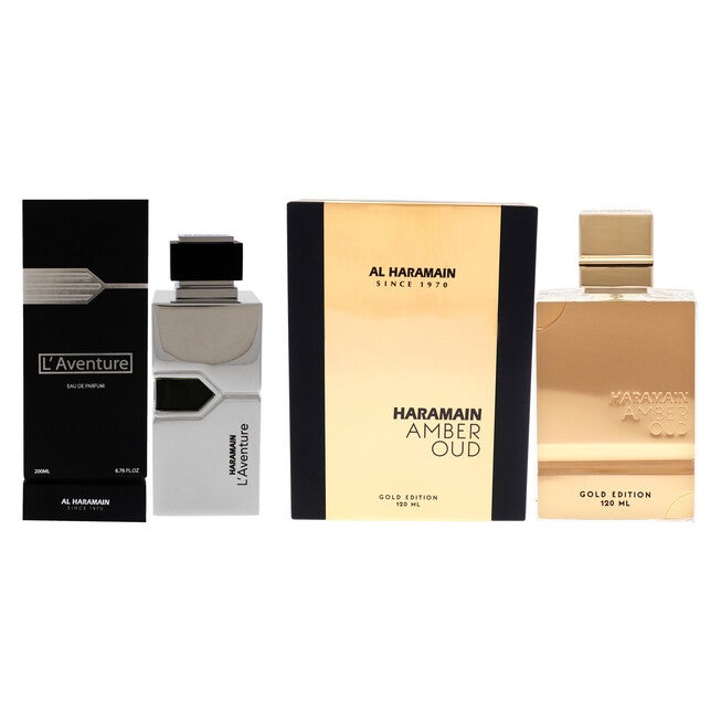 Amber Oud and LAventure Kit by Al Haramain for Men - 2 Pc Kit 6.76 oz EDP Spray, 4 oz EDP Spray (Gold Edition), NA, hi-res image number null
