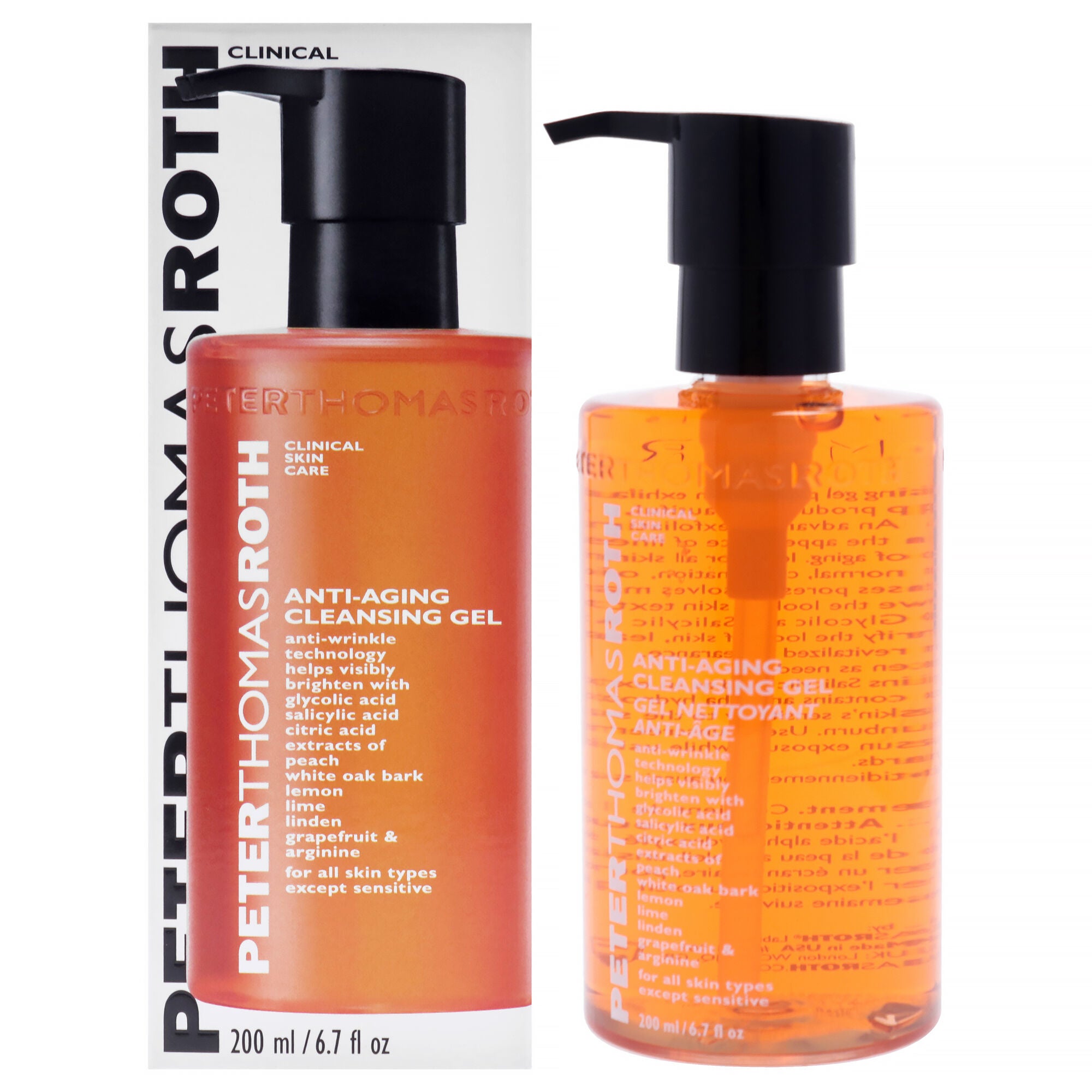 Anti-Aging Cleansing Gel by Peter Thomas Roth for Unisex - 6.7 oz Cleanser, Clear, hi-res image number 0