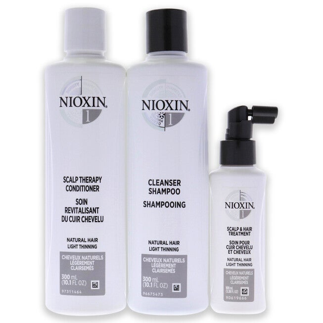 System 1 Kit by Nioxin for Unisex - 3 Pc 10.1oz Cleanser Shampoo, 10.1oz Scalp Therapy Conditioner, 3.38oz Scalp and Hair Treatment, , alternate image number null