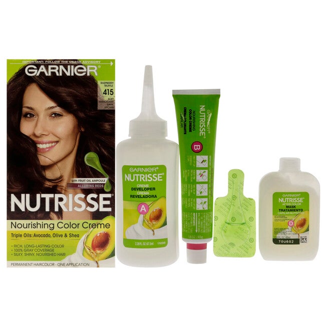 Nutrisse Nourishing Color Creme # 415 Soft Mahogany Dark Brown by Garnier for Unisex - 3.3 oz Hair Color, NA, hi-res image number null