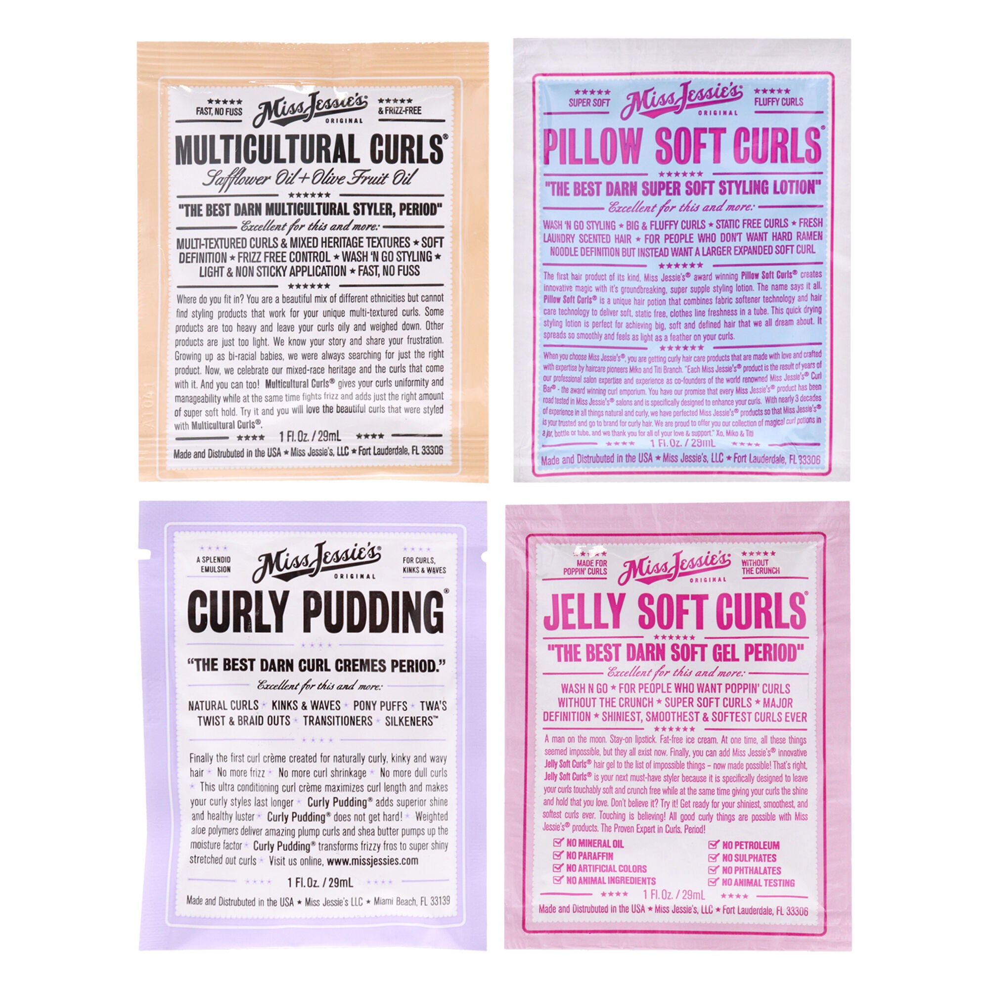 Pillow Soft Curls With Jelly Soft Curl and Multi Cultural Curls-Curly Pudding Kit by Miss Jessies for Unisex - 4 Pc Kit, See Description, hi-res image number 0
