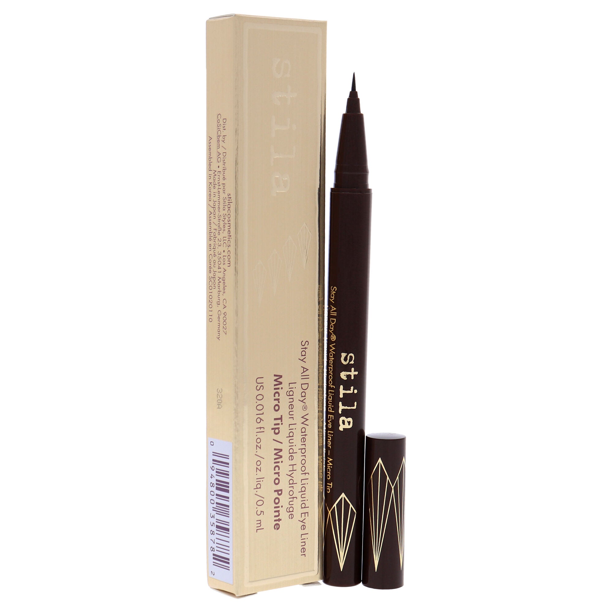 Stay All Day Waterproof Liquid Eye Liner - Micro Tip Dark Brown by Stila for Women - 0.016 oz Eyeliner, See Description, alternate image number 1