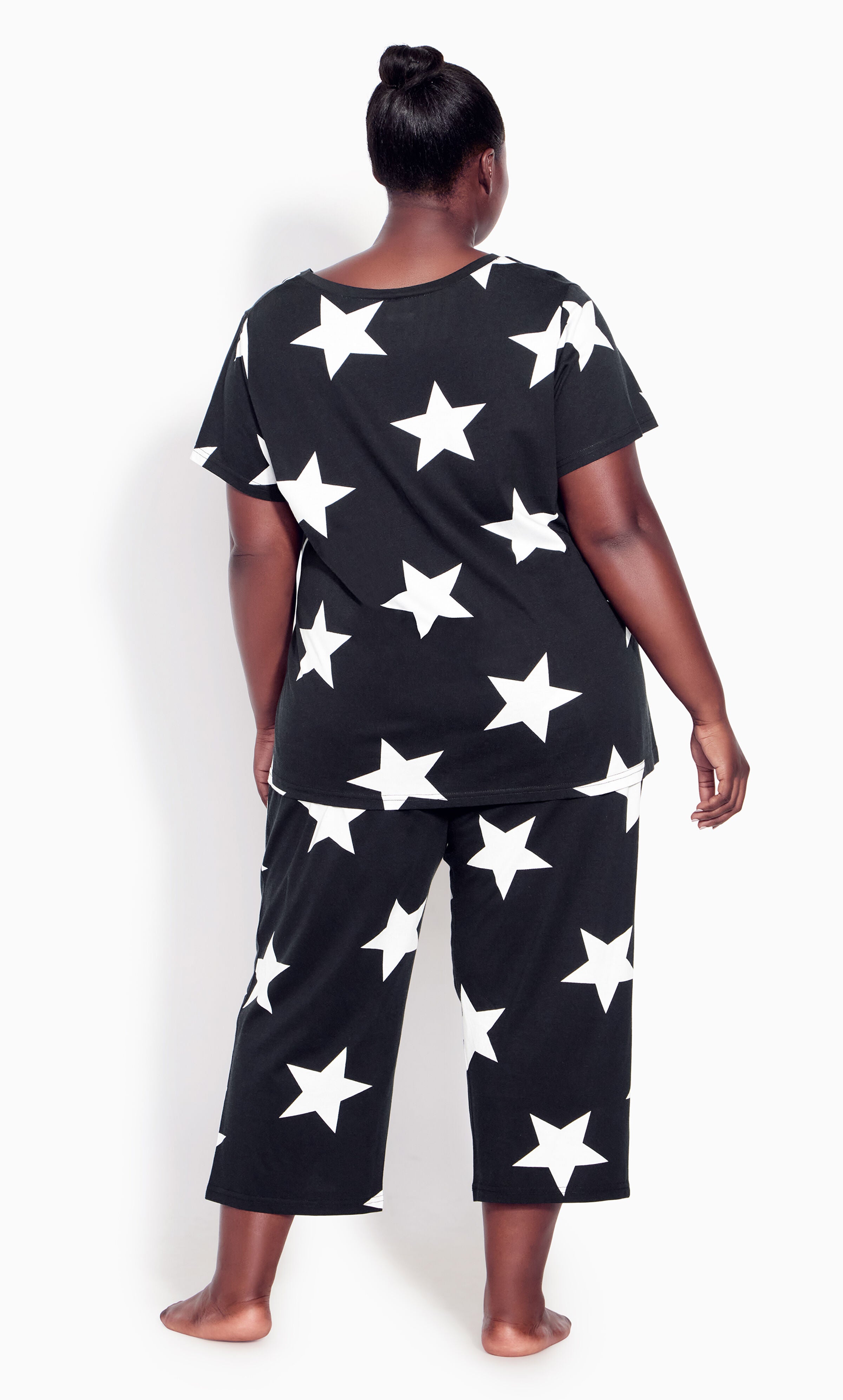 Stars Short Sleeve Sleep Top - black, , alternate image number 3