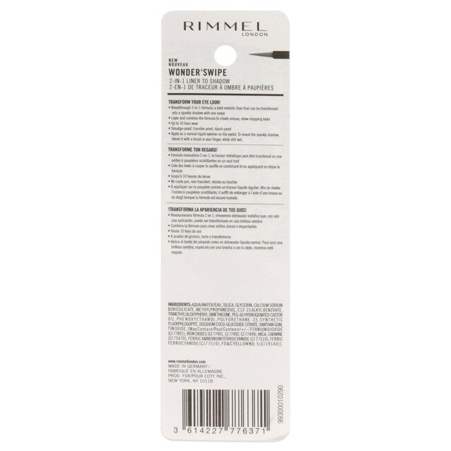Wonder Swipe 2-in-1 Liner to Shadow - 001 Slay by Rimmel London for Women - 0.058 oz Eyeliner, See Description, alternate image number 1