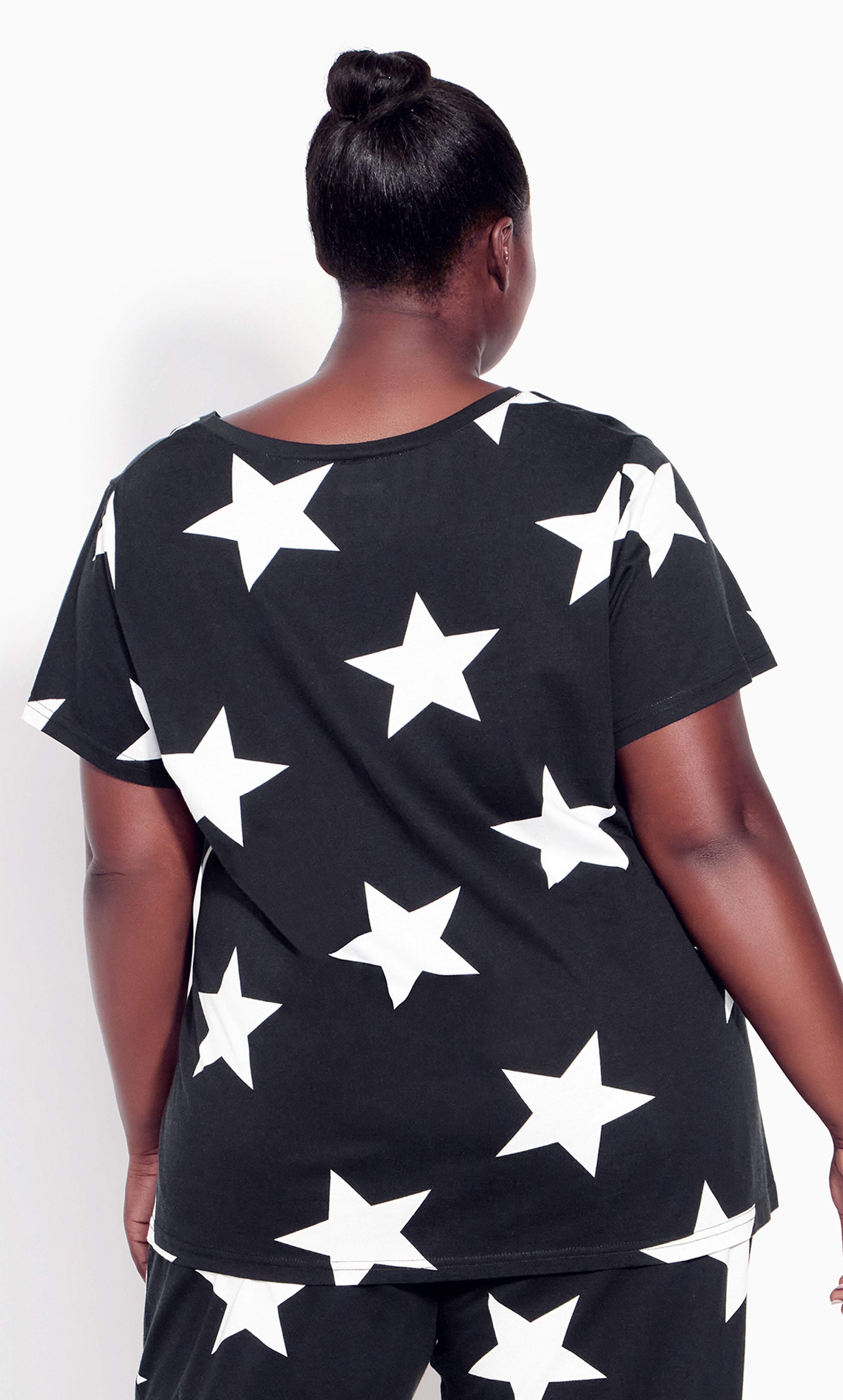 Stars Short Sleeve Sleep Top - black, , alternate image number 2