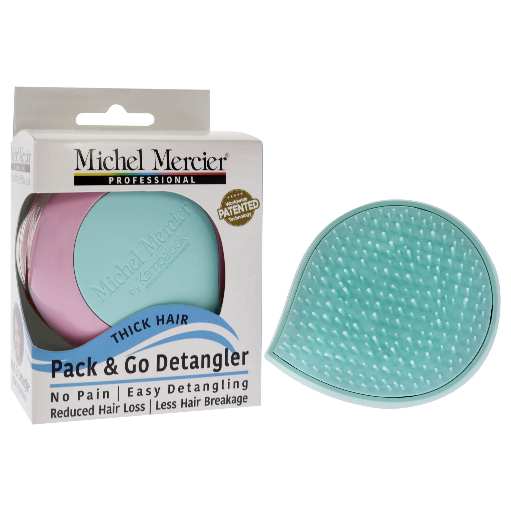 Pack and Go Detangler Thick Hair - Turquoise-Pink by Michel Mercier for Unisex - 1 Pc Hair Brush, See Description, alternate image number 1