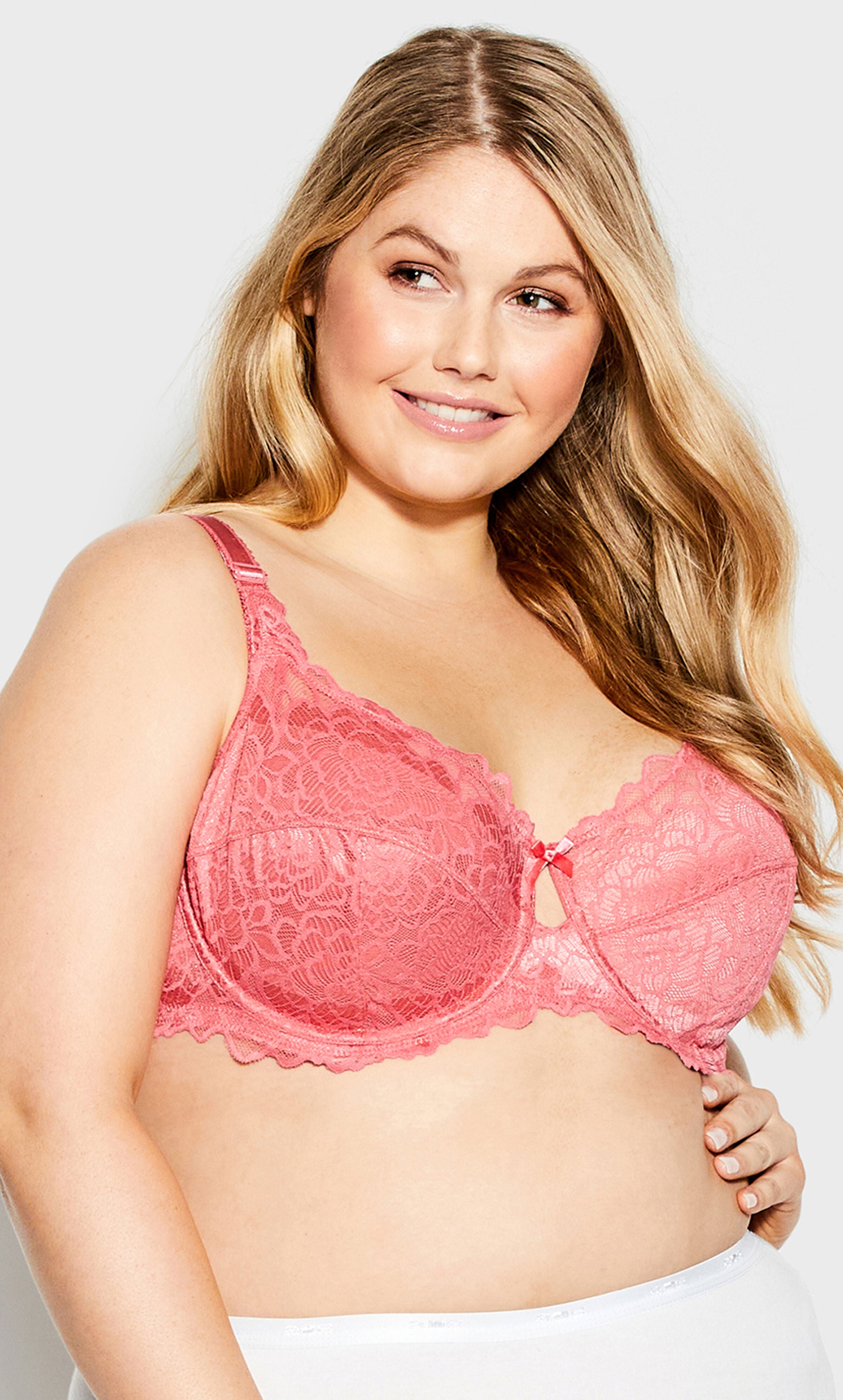Knitted Lace Soft Cup Bra - rose, Pink, hi-res image number 0