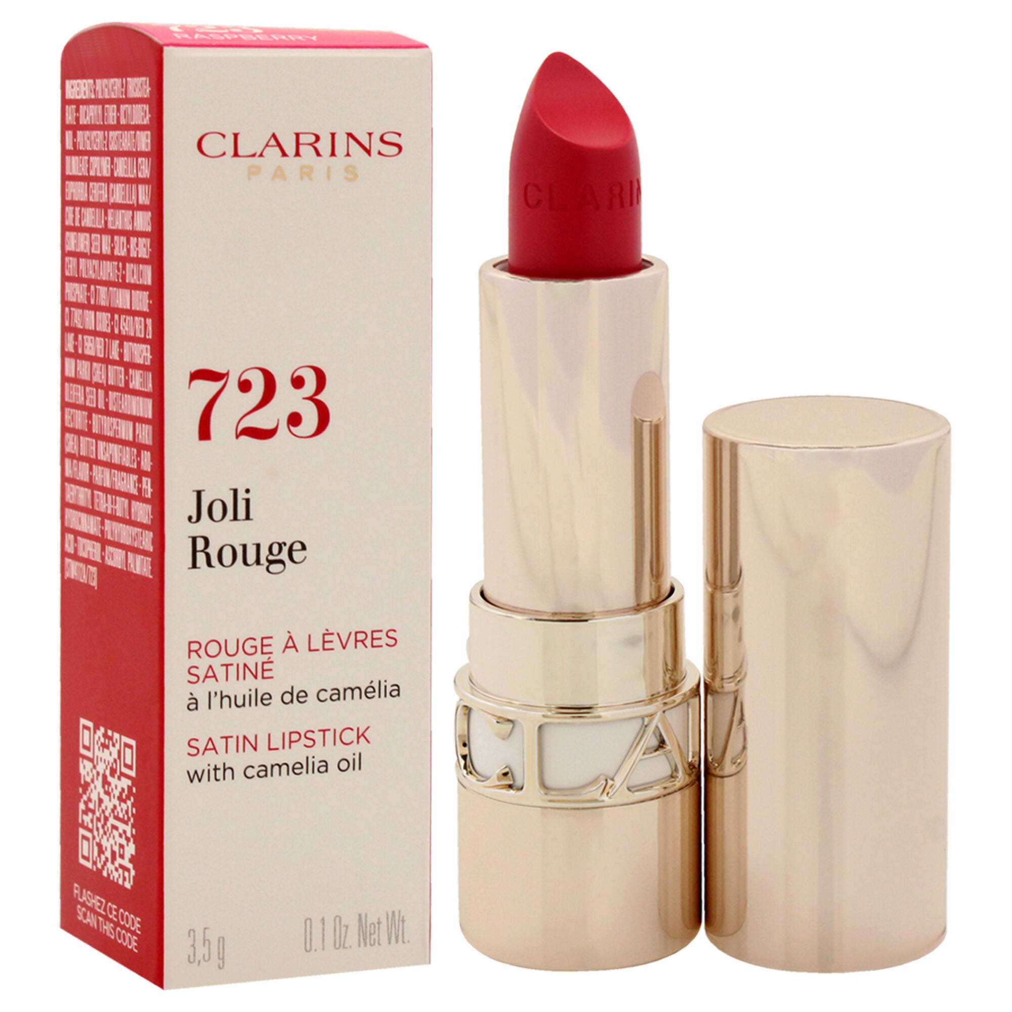 Joli Rouge Satin Lipstick - 723 Raspberry by Clarins for Women - 0.1 oz Lipstick, See Description, alternate image number 2