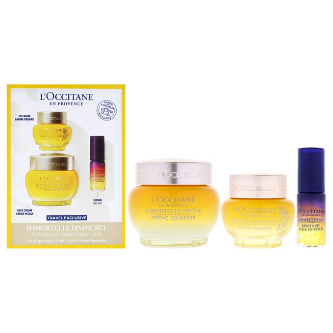 Immortelle Divine Set - Advance Youth Face Care by LOccitane for Unisex - 3 Pc 0.5oz Eye Balm, 1.7oz Cream, 0.16oz Oil-In-Serum, NA, hi-res image number null