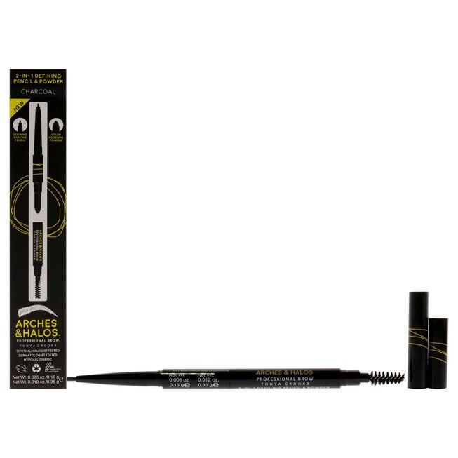 2-in-1 Defining Eyebrow Pencil and Powder - Charcoal by Arches and Halos for Women - 0.017 oz Makeup, NA, hi-res image number null