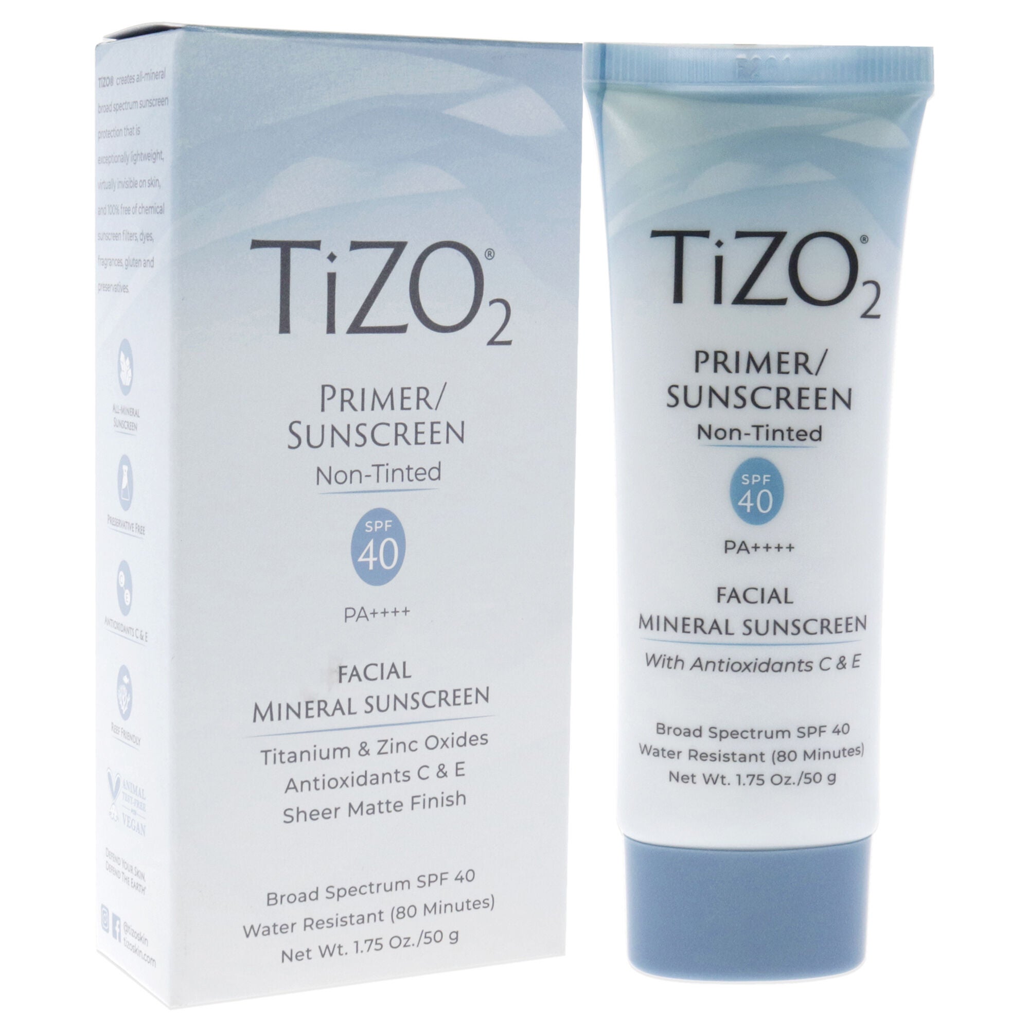 Tizo2 Facial Primer Non-tinted SPF 40 by Tizo for Unisex - 1.75 oz Sunscreen, See Description, alternate image number 1