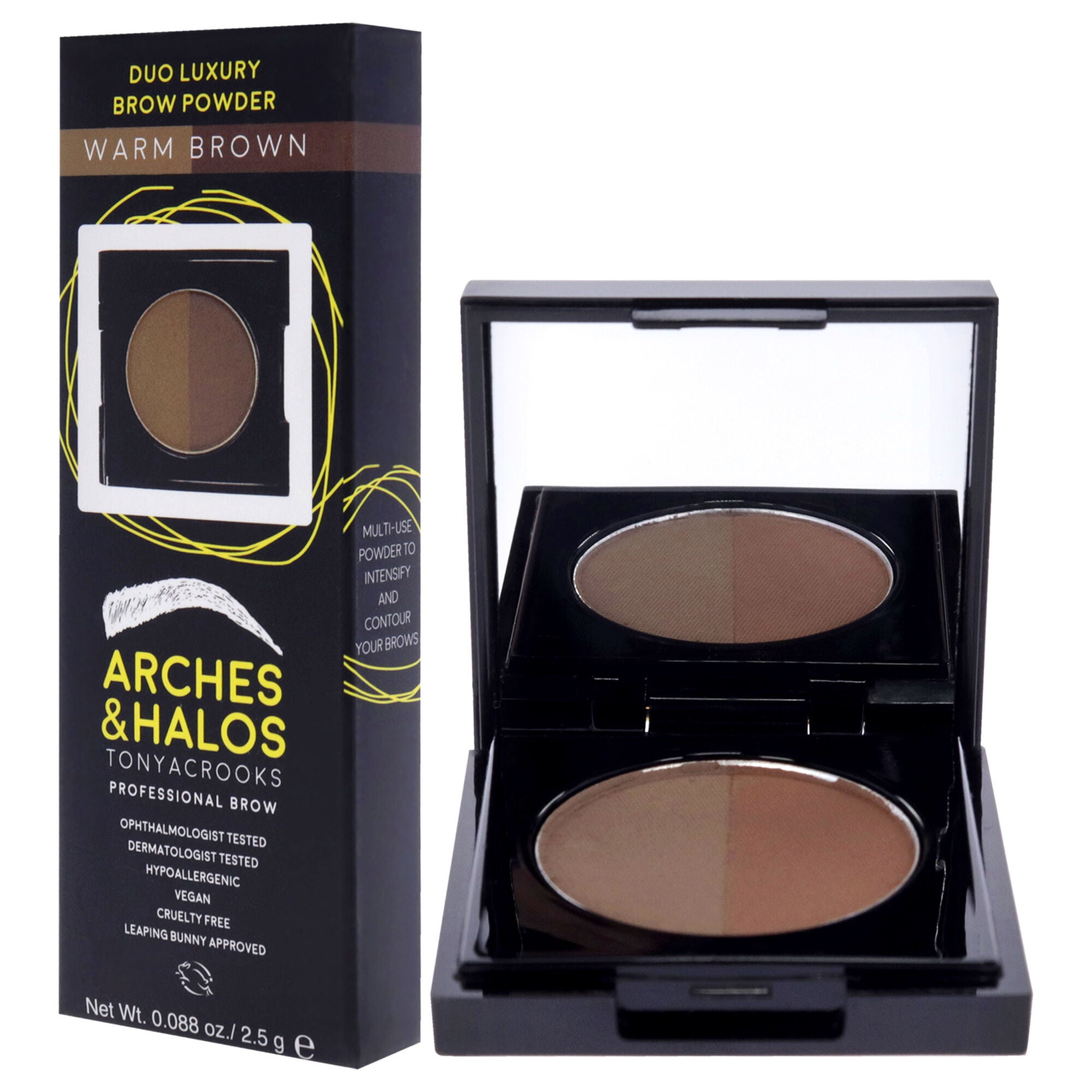 Duo Luxury Brow Powder - Warm Brown by Arches and Halos for Women - 0.088 oz Eyebrow, See Description, alternate image number 2