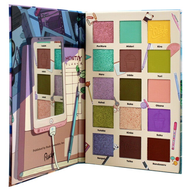 Manga Collection Pressed Pigments and Shadows Palette - Attitude Academia by Rude Cosmetics for Women - 0.77 oz Palette, , alternate image number 5