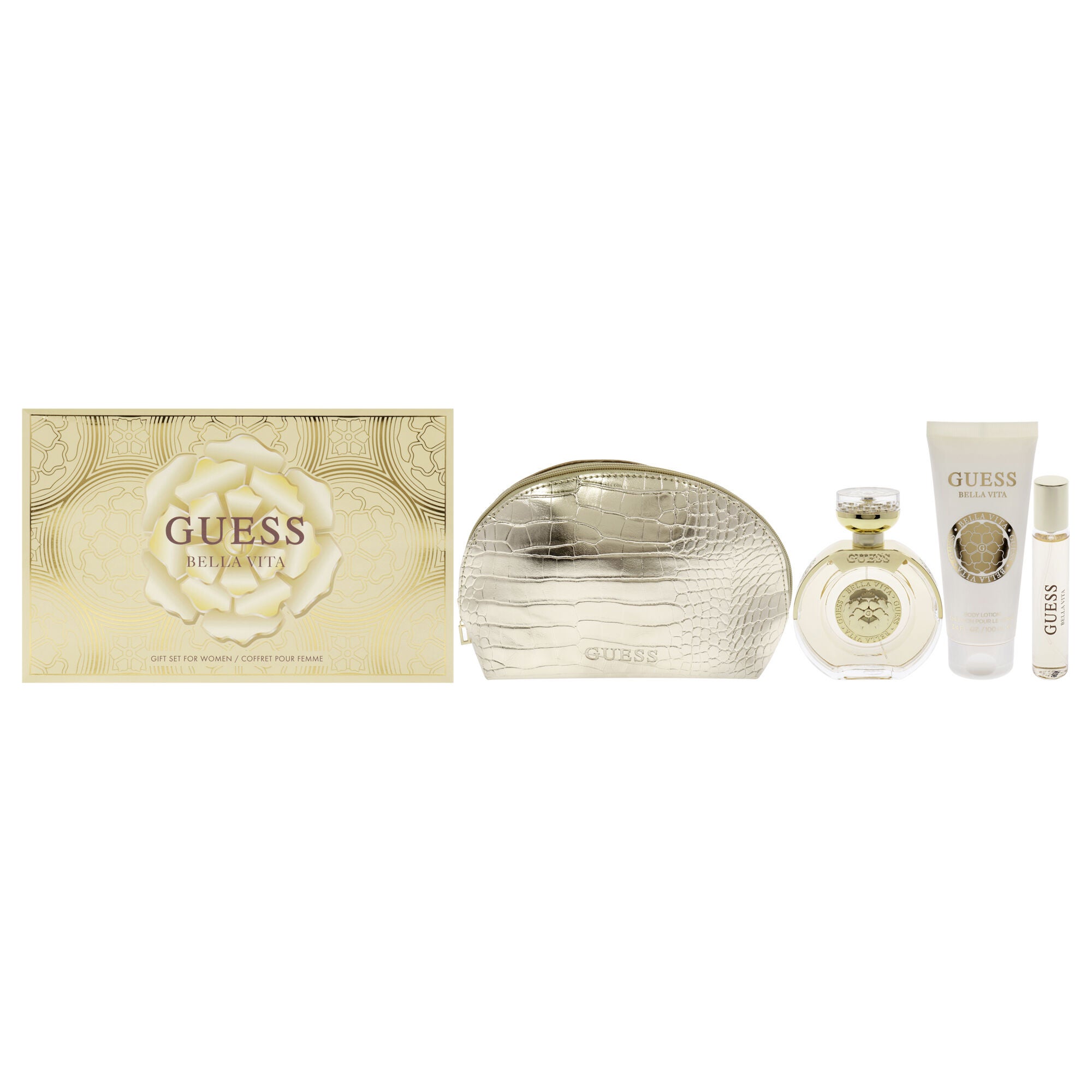 Guess Bella Vita by Guess for Women - 4 Pc Gift Set 3.4oz EDP Spray, 0.5oz EDP Travel Spray, 3.4oz Body Lotion, Pouch, See Description, hi-res image number 0