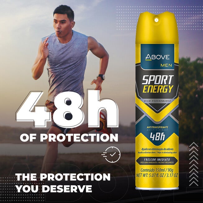 48 Hours Sport Energy Antiperspirant Deodorant by Above for Men - 3.17 oz Deodorant Spray - Pack of 4, NA, alternate image number null