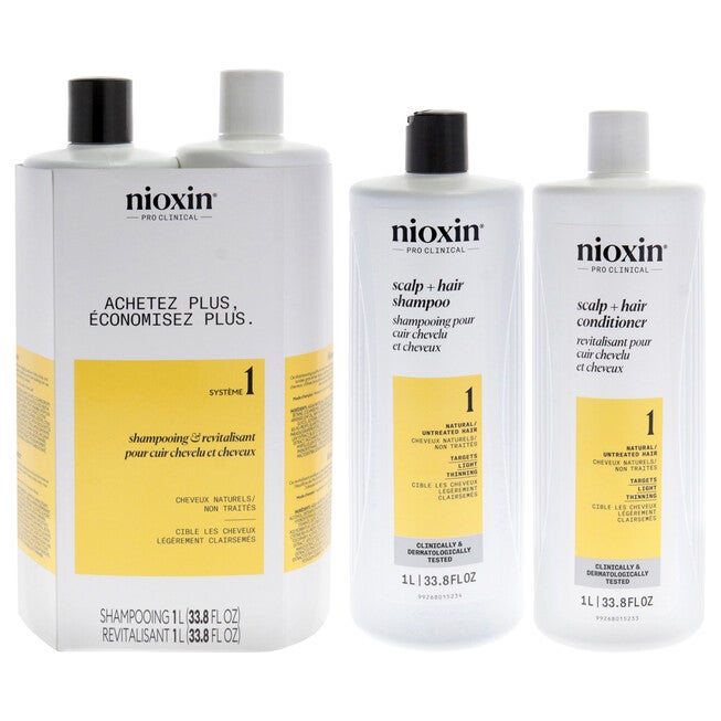 System 1 Duo by Nioxin for Unisex - 2 x 33.8 oz Shampoo, Conditioner, NA, hi-res image number null