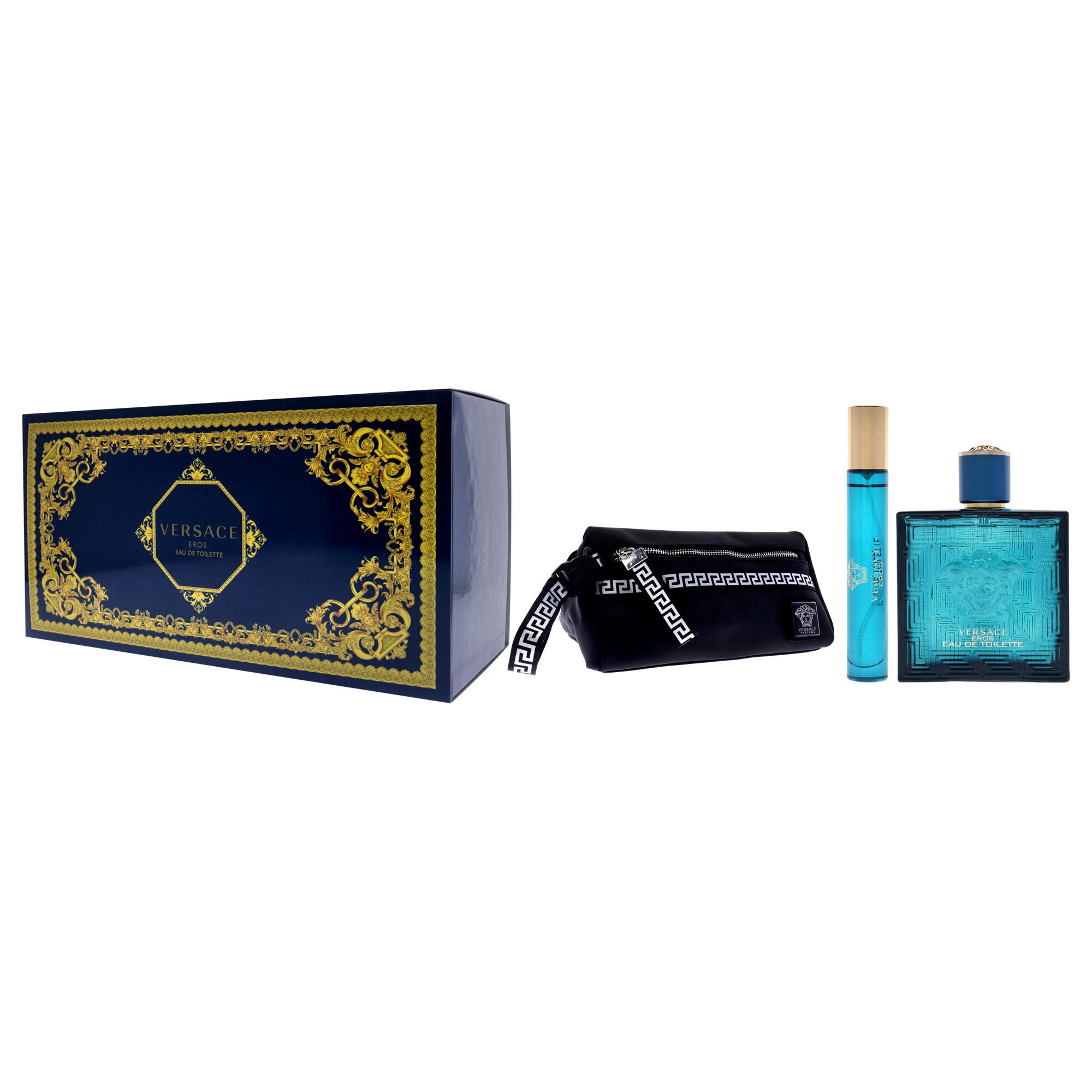 Versace Eros by Versace for Men - 3 Pc Gift Set 3.4oz EDT Spray, 10ml EDT Spray, Blue Trousse, , alternate image number 7