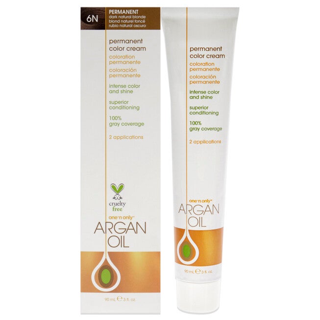 Argan Oil Permanent Color Cream - 6N Dark Natural Blonde by One n Only for Unisex - 3 oz Hair Color, See Description, hi-res image number 0