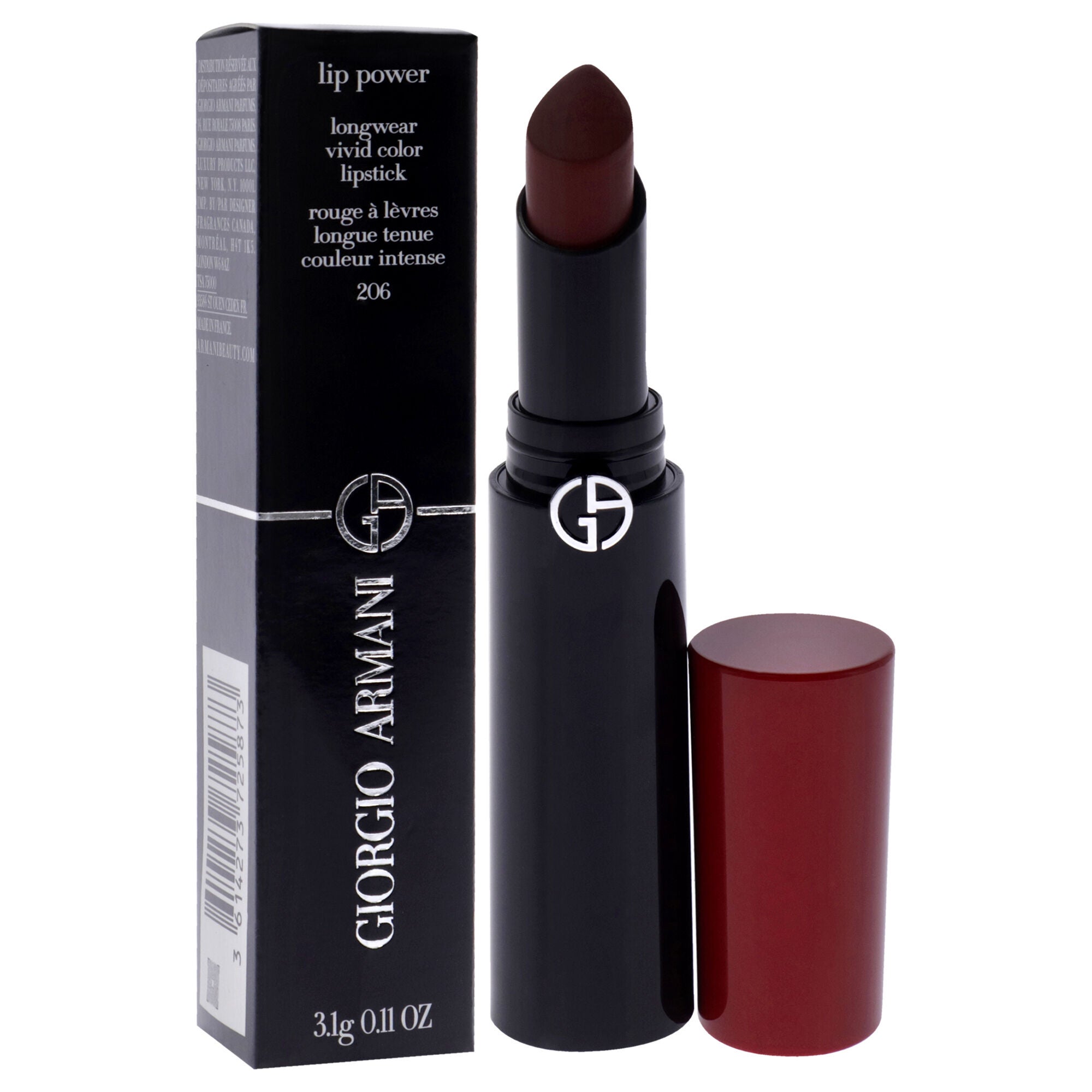 Lip Power Longwear Vivid Color Lipstick - 206 Cedar by Giorgio Armani for Women - 0.11 oz Lipstick, See Description, alternate image number 1