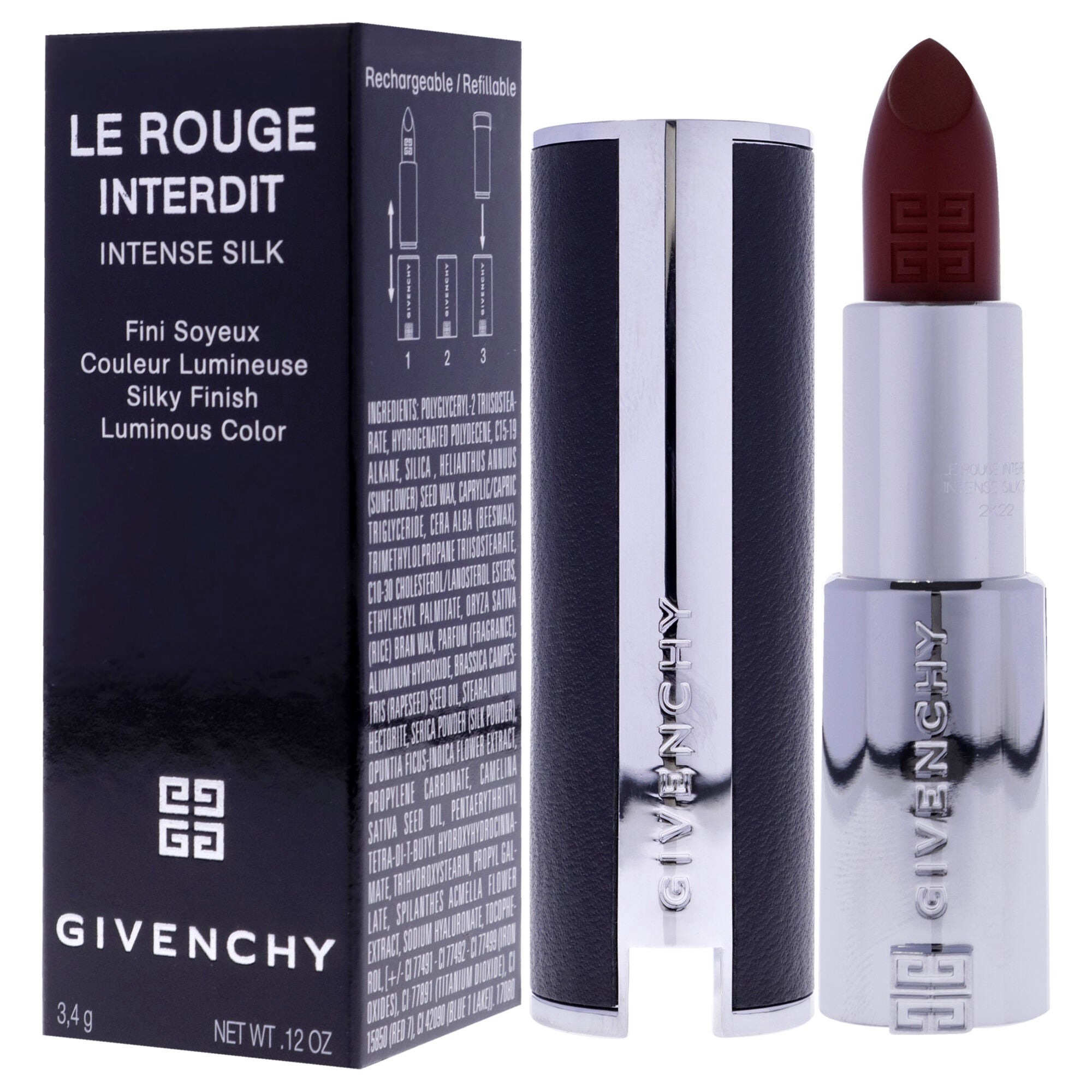 Le Rouge Interdit Intense Silk Lipstick - 37 Rouge Graine by Givenchy for Women - 0.12 oz Lipstick (Refillable), , alternate image number 8