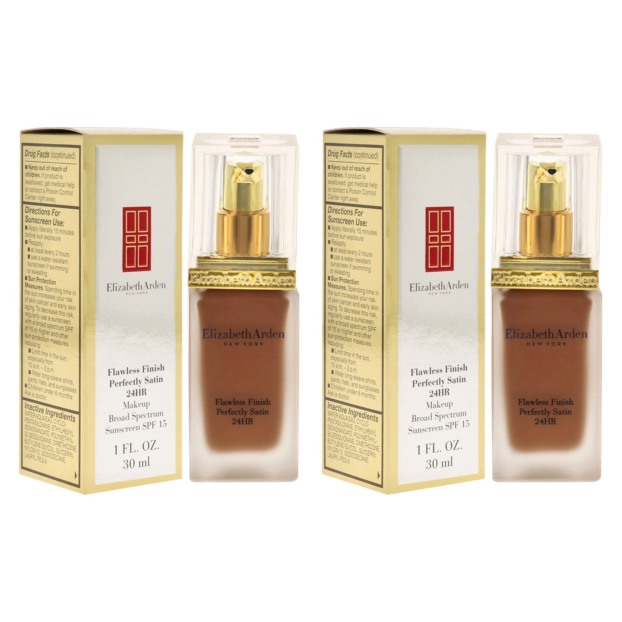 Flawless Finish Perfectly Satin 24HR Makeup SPF 15 - 17 Cocoa by Elizabeth Arden for Women - 1 oz Foundation - Pack of 2, Brown, alternate image number 2