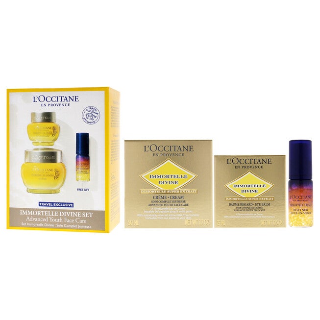 Immortelle Divine Set - Advance Youth Face Care by LOccitane for Unisex - 3 Pc 0.5oz Eye Balm, 1.7oz Cream, 0.16oz Oil-In-Serum, NA, alternate image number null