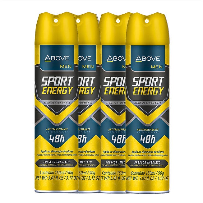 48 Hours Sport Energy Antiperspirant Deodorant by Above for Men - 3.17 oz Deodorant Spray - Pack of 4, , alternate image number null