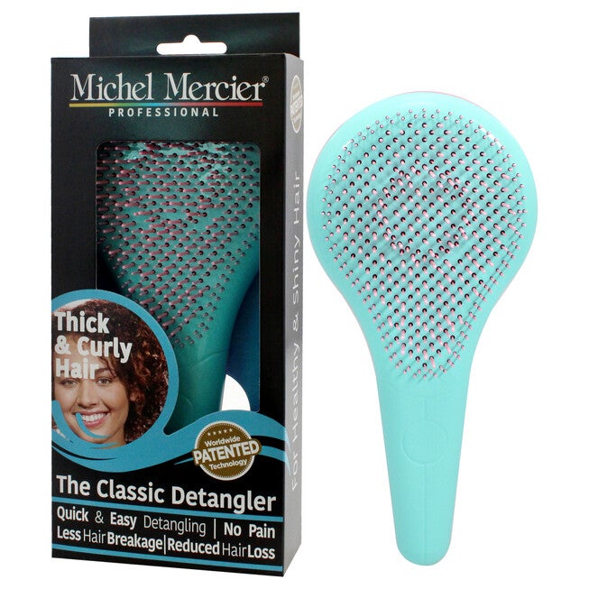 The Classic Detangler Thick and Curly Hair - Pink-Turquoise by Michel Mercier for Unisex - 1 Pc Hair Brush, , alternate image number null