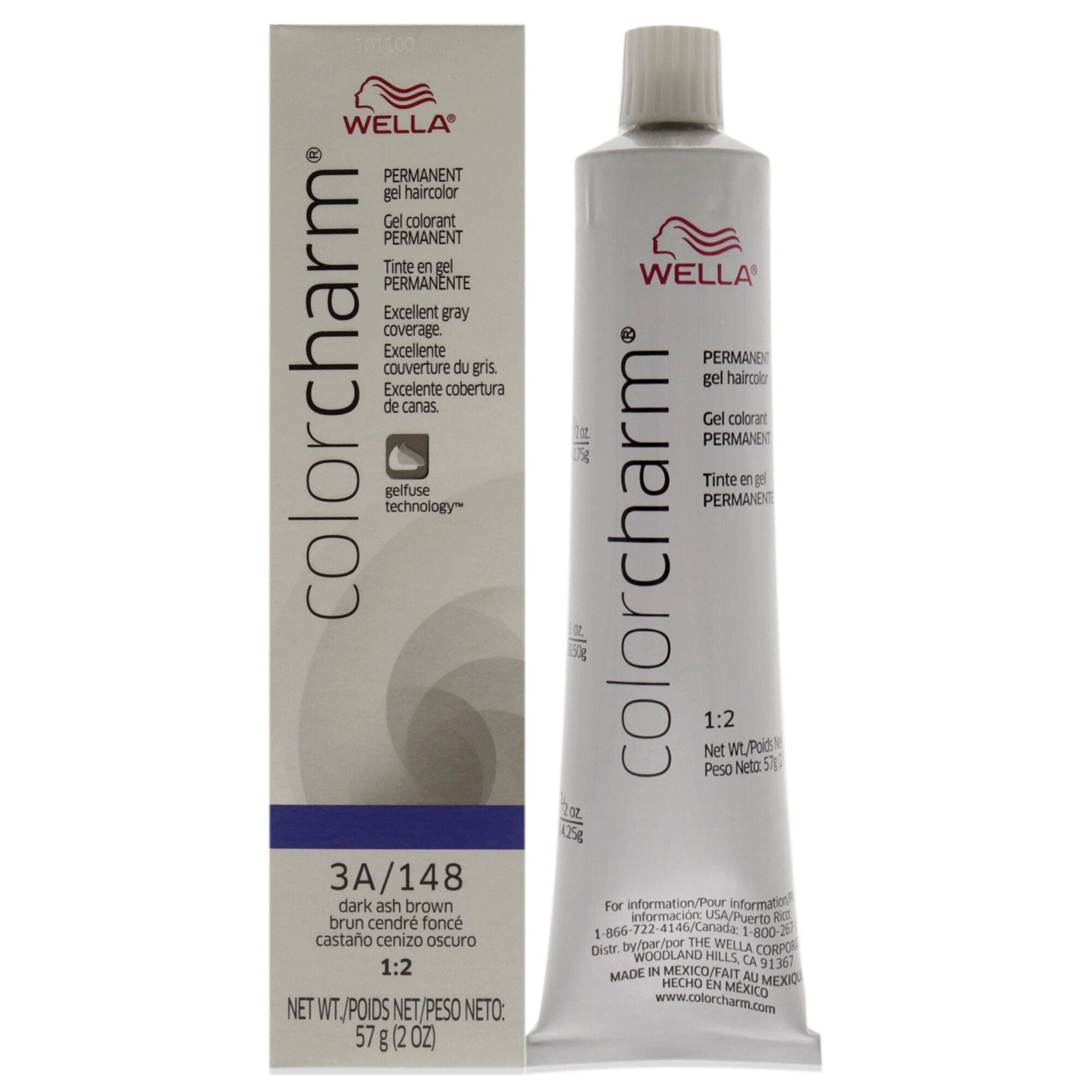 Color Charm Permanent Hair Color Gel - 148 3A Dark Ash Brown by Wella for Unisex - 2 oz Hair Color, See Description, hi-res image number 0