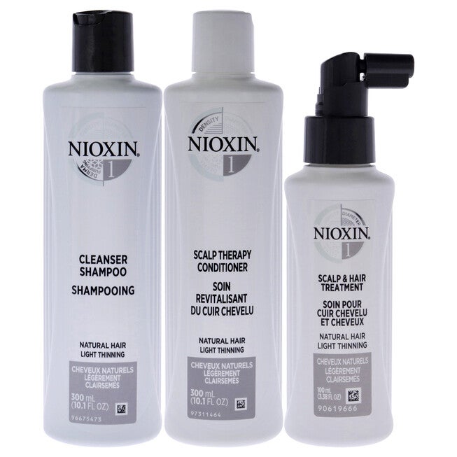 System 1 Kit by Nioxin for Unisex - 3 Pc 10.1oz Cleanser Shampoo, 10.1oz Scalp Therapy Conditioner, 3.38oz Scalp and Hair Treatment, NA, alternate image number null