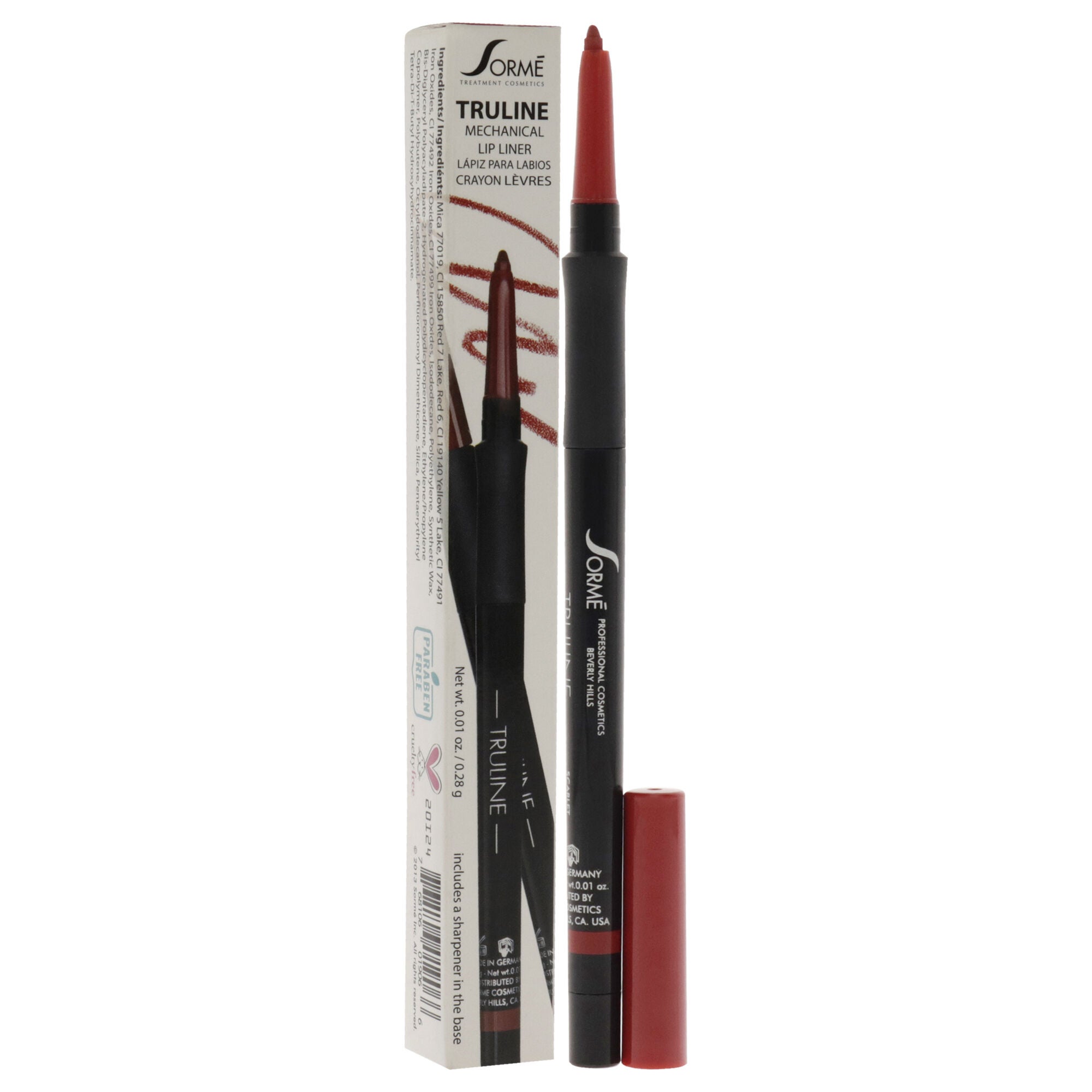 Truline Mechanical Lipliner - MPL04 Scarlet by Sorme Cosmetics for Women - 0.01 oz Lip Liner, See Description, alternate image number 2
