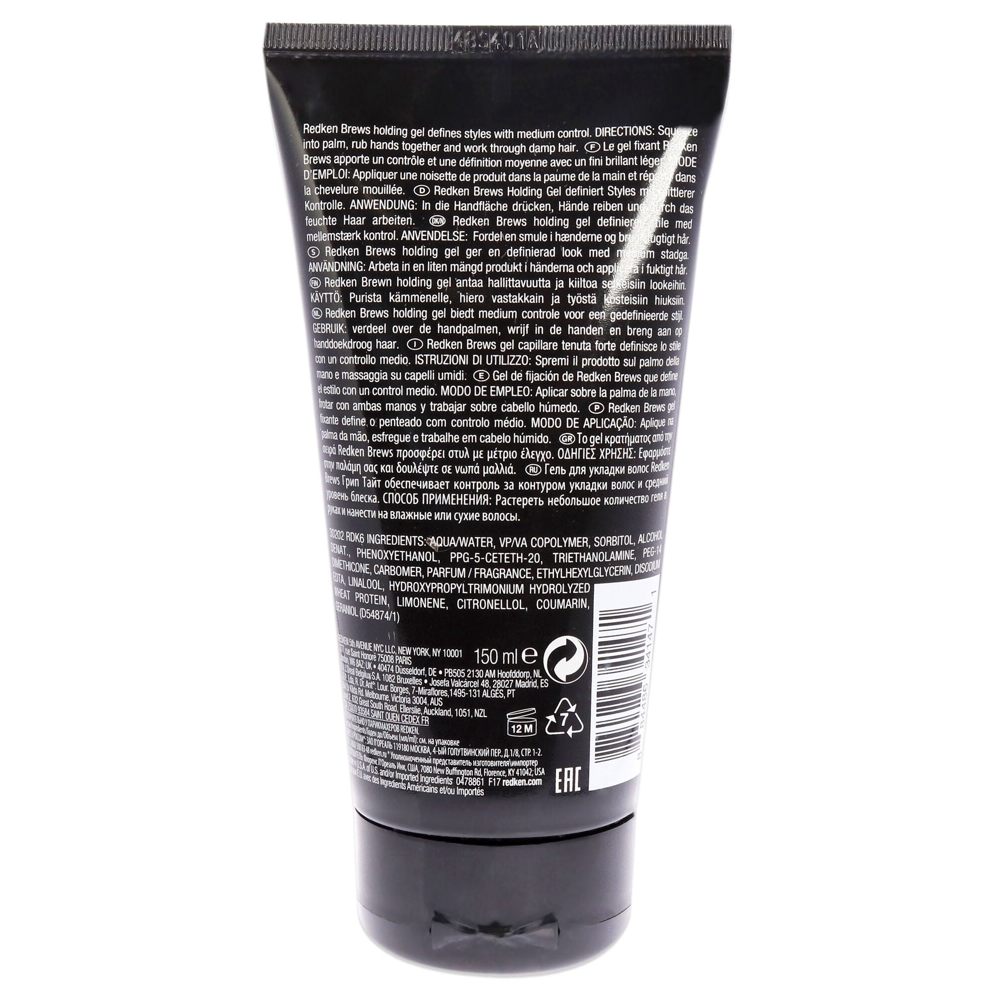Brews Grip Tight Medium Hold Gel by Redken for Unisex - 5 oz Gel, See Description, alternate image number 2