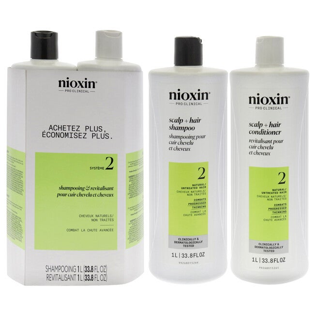 System 2 Duo by Nioxin for Unisex - 2 x 33.8 oz Shampoo, Conditioner, NA, hi-res image number null