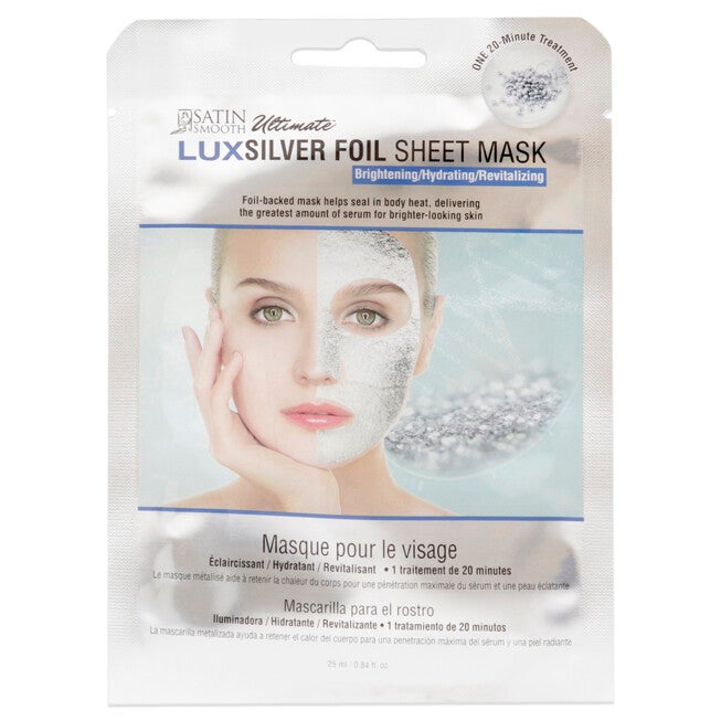 Ultimate LuxSilver Foil Sheet Mask by Satin Smooth for Women - 1 Pc Mask, NA, hi-res image number null